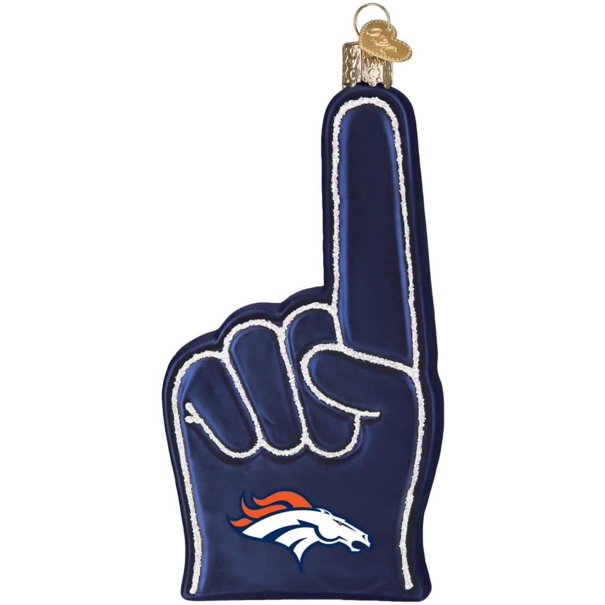 Old World Christmas Blown Glass Ornament for Christmas Tree - Denver Broncos Foam Finger