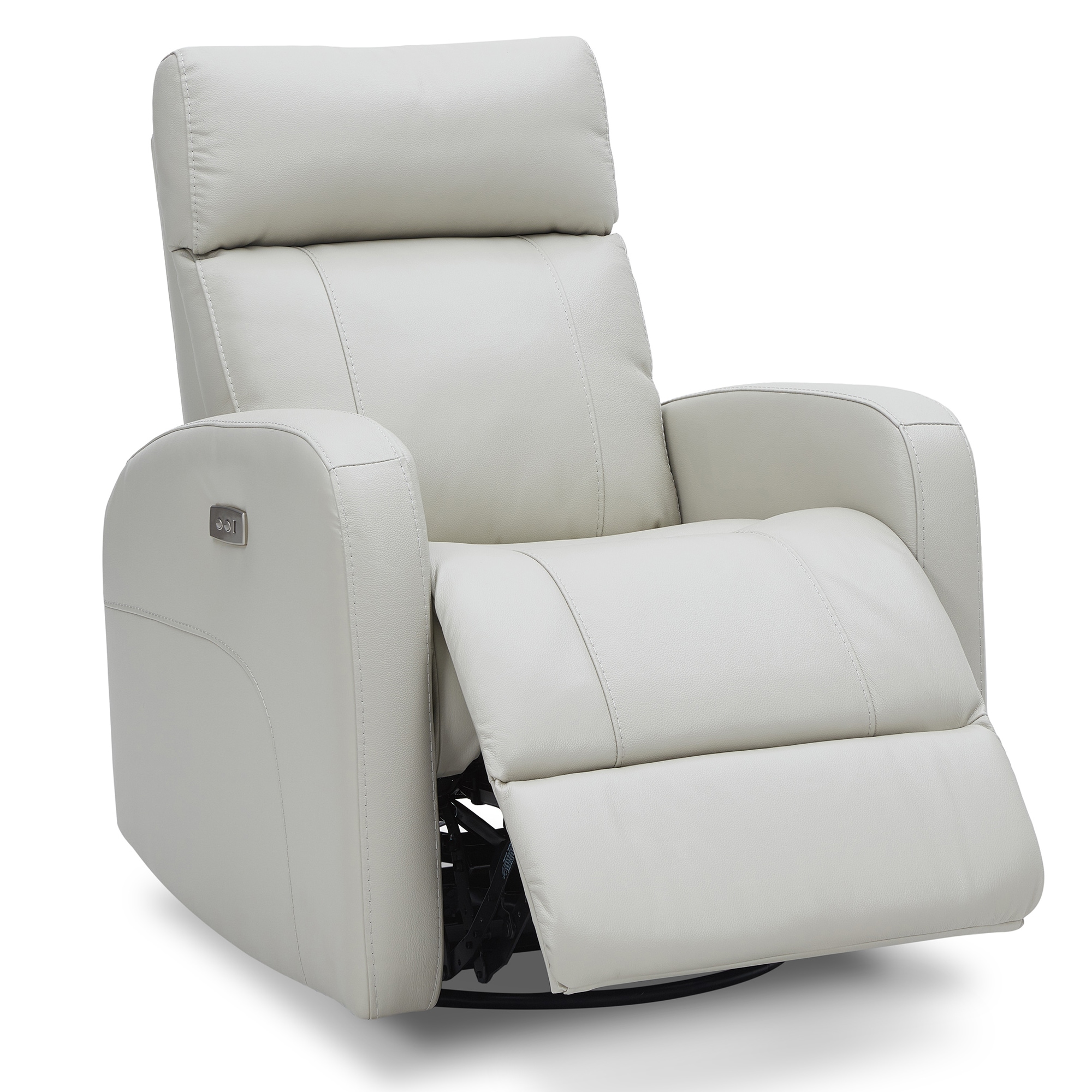 Circle 55 LWSM79098-L1020 Light Grey Leather Upholstered Swivel Powered Reclining Recliner