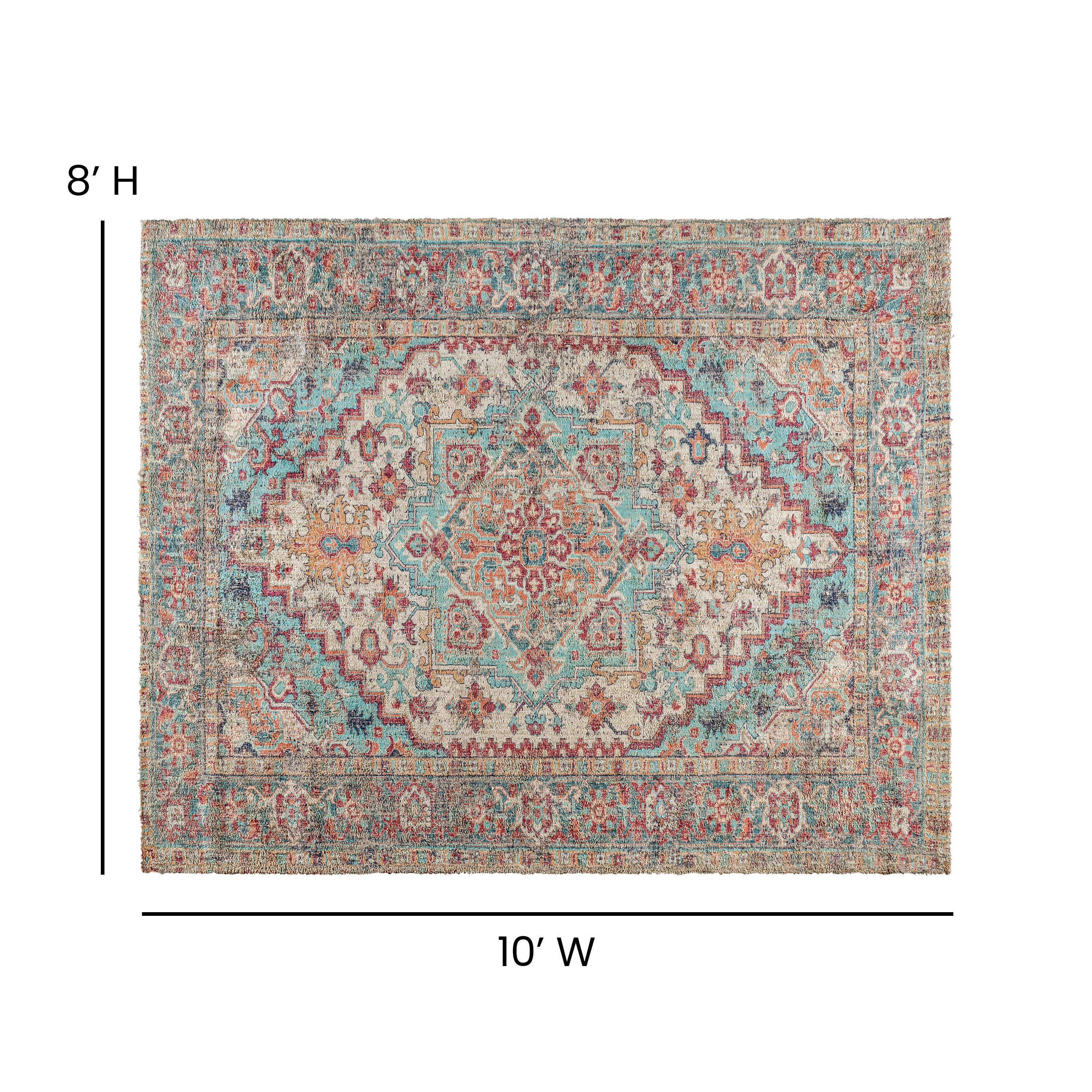 Flash Furniture 8 X 10 (ft) Blue Indoor Medallion Area Rug