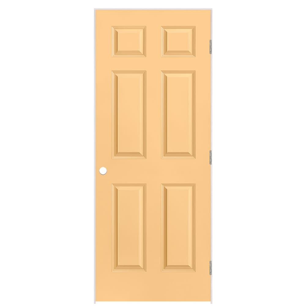 Masonite 1317403 32-in x 80-in Marigold Solid core 6-panel Left hand Smooth Prefinished Molded composite Flat Jamb Single Prehung Interior Door