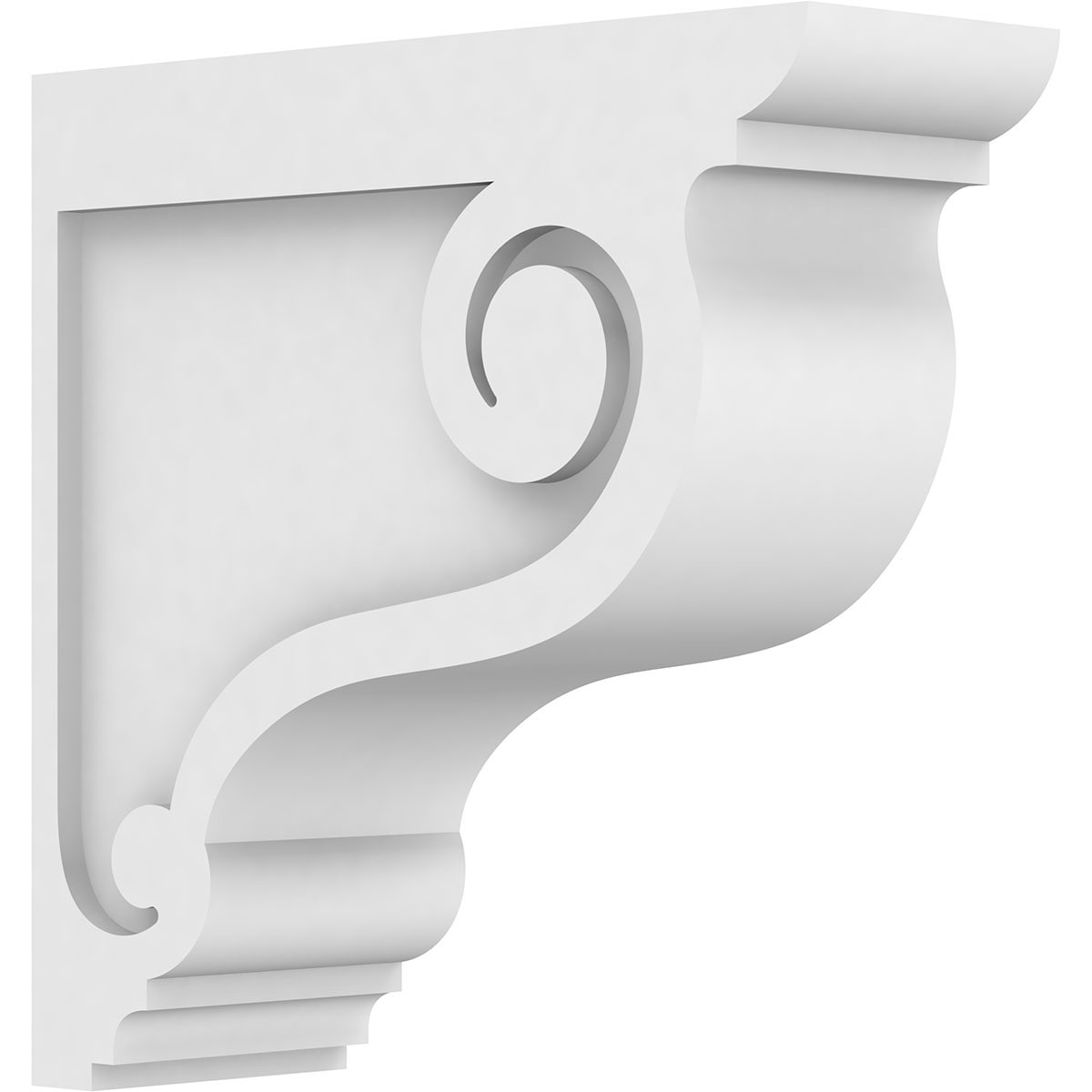 Ekena Millwork CORP03X12X12SCR 3-in x 12-in x 12-in Standard scroll Unfinished White PVC Paintable Corbel