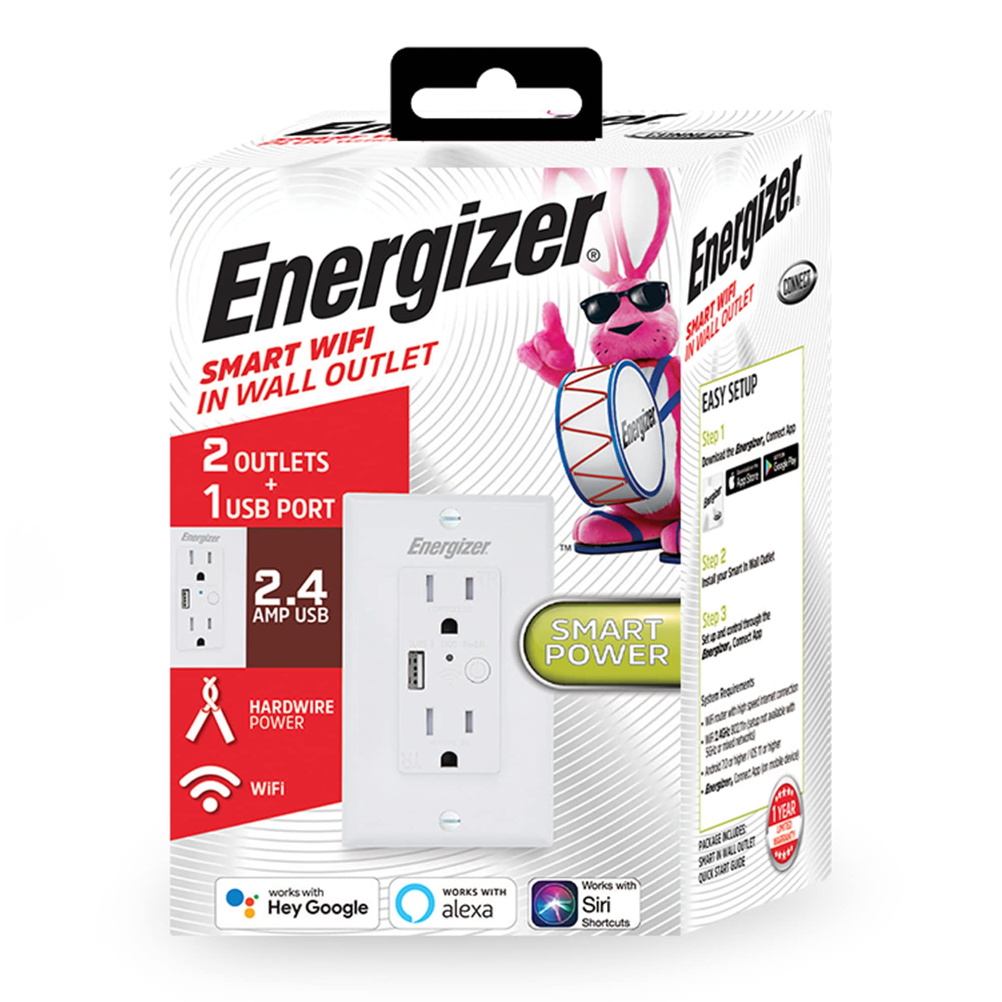 Smart Wifi 15A Wall Plug (2 pack) - Energizer