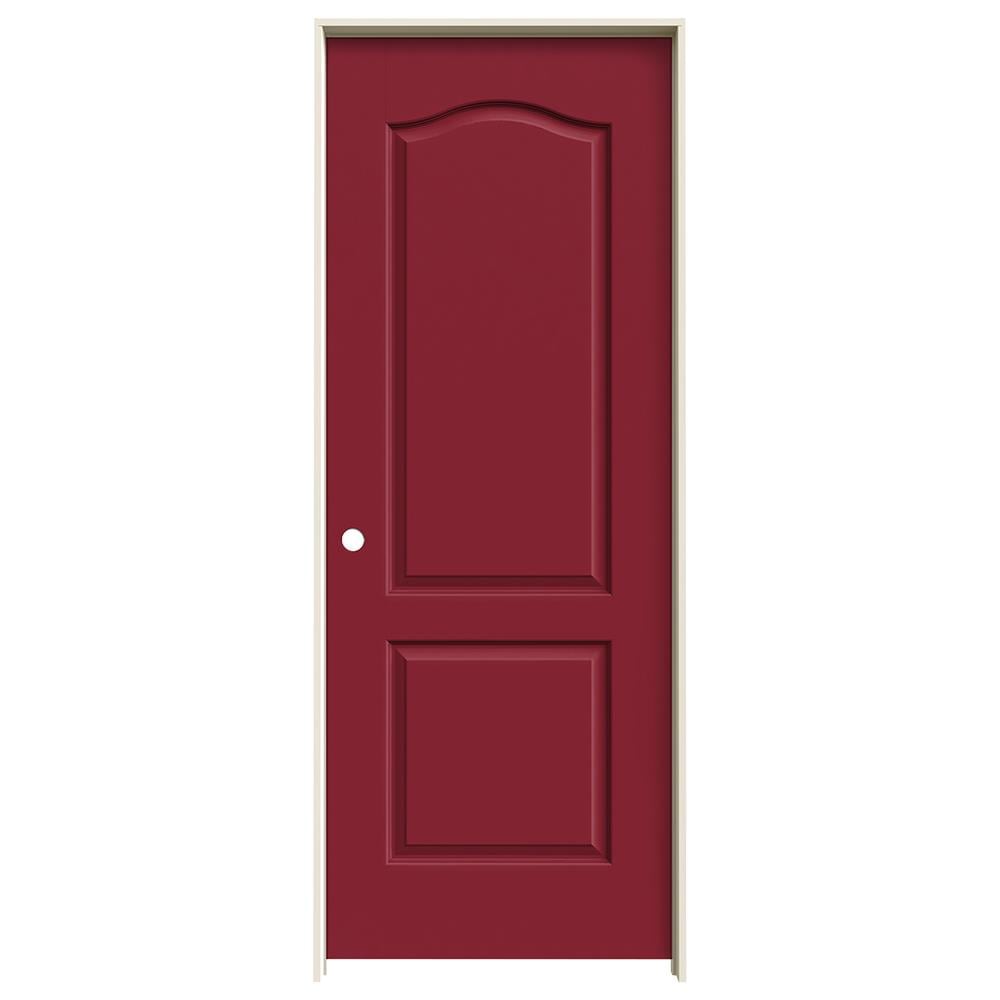 JELD-WEN LOWOLJW137200283 32-in x 80-in Cranberry Solid Core 2-panel Arch Top Right Hand Smooth Prefinished Molded Composite Flat Jamb Single Prehung Interior Door