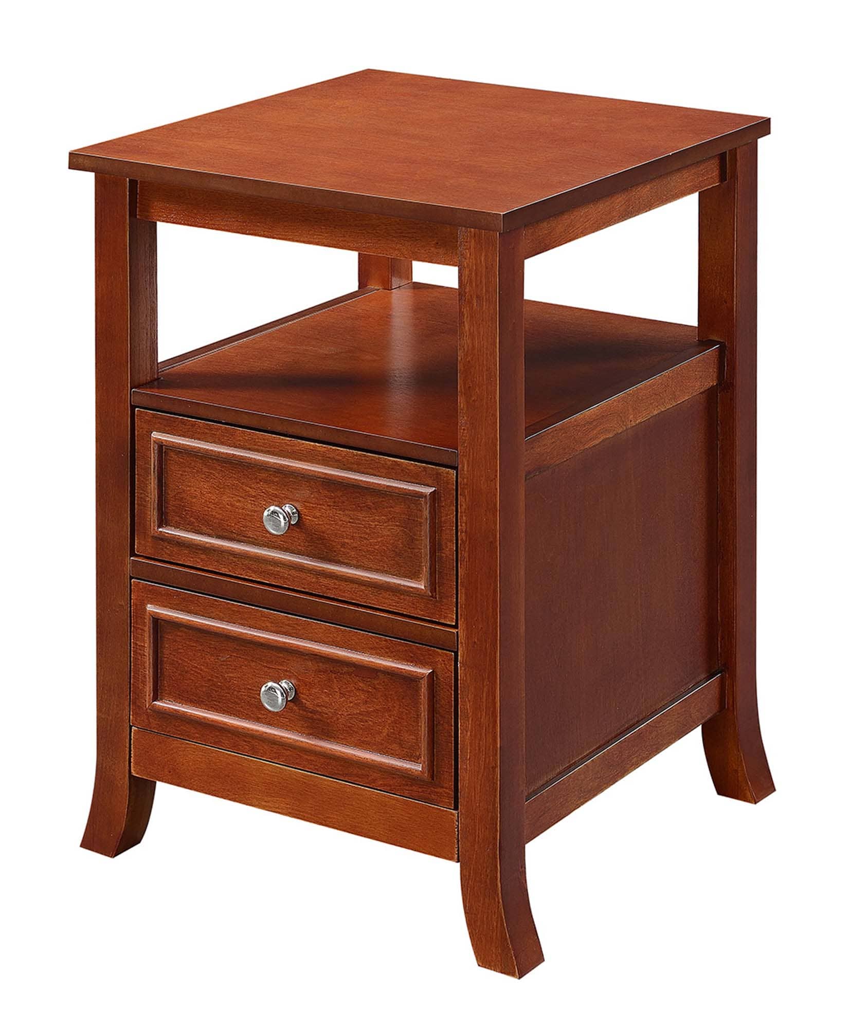 Convenience Concepts R6-334 15.75-in W x 24-in H Mahogany Composite Square Modern End Table with Storage Assembly Required