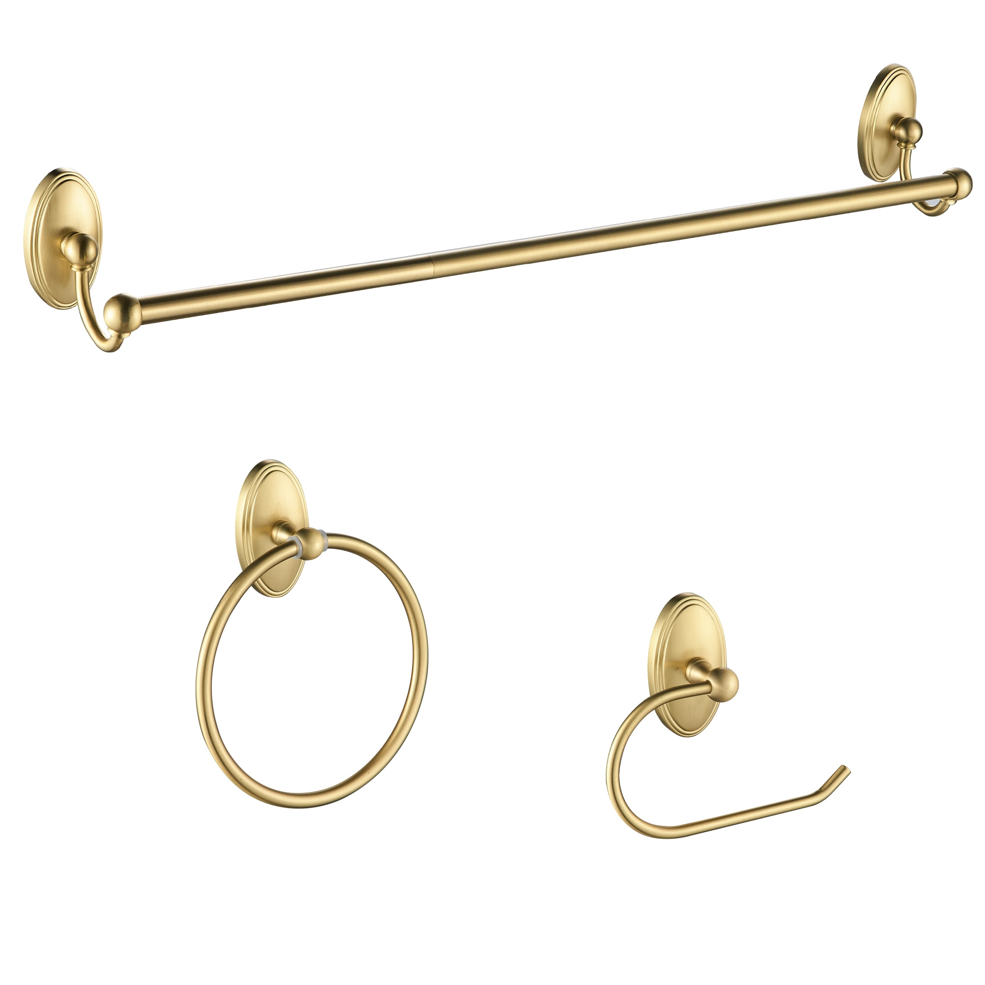 FORIOUS LL19106G3A 3 -Piece Gold Decorative Bathroom Hardware Set Towel Bar, Toilet Paper Holder, Towel Ring Included