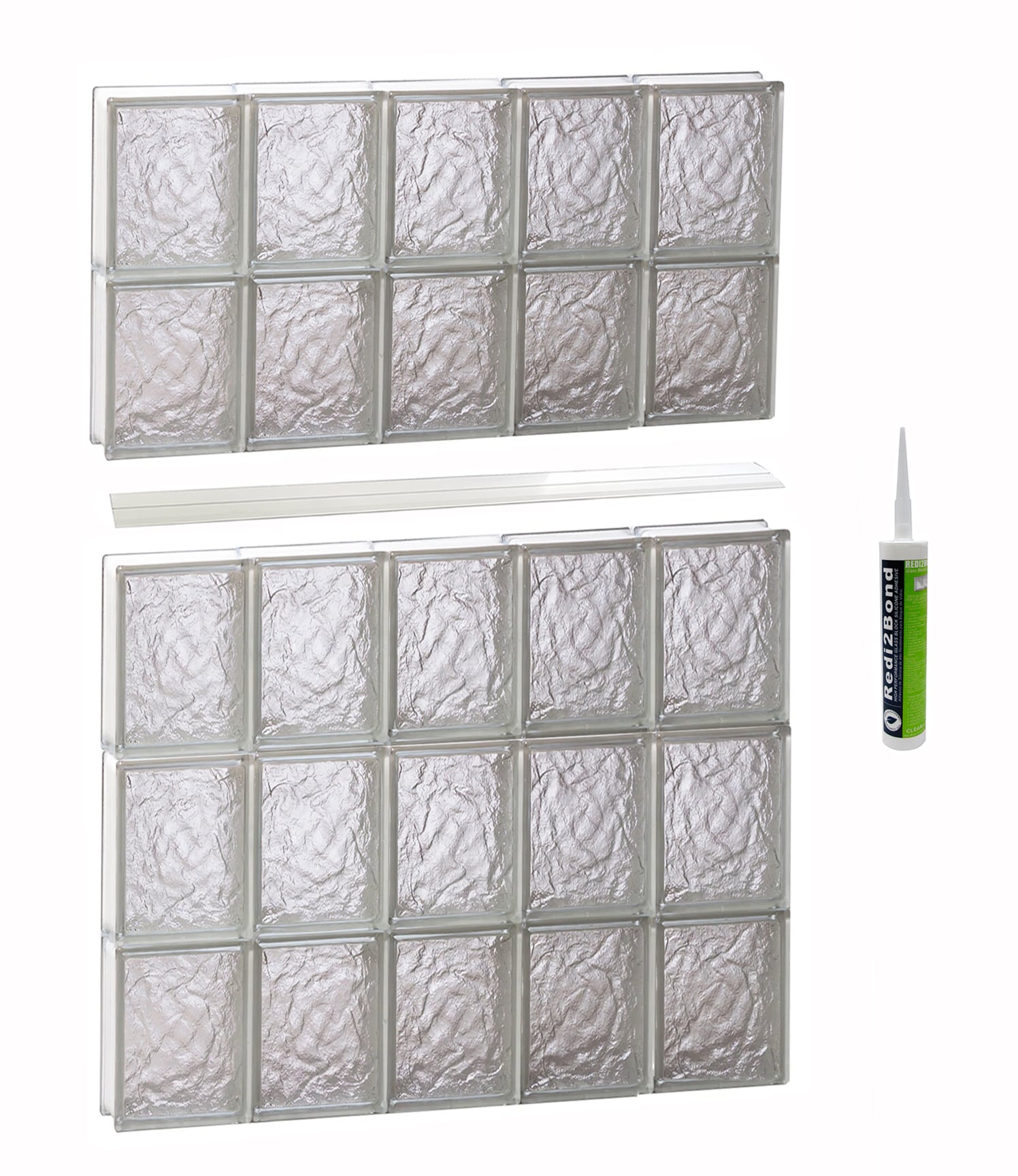 REDI2SET S3040IS Ice Glass 28-3/4-in x 38-3/4-in Frameless Replacement Glass Block Window