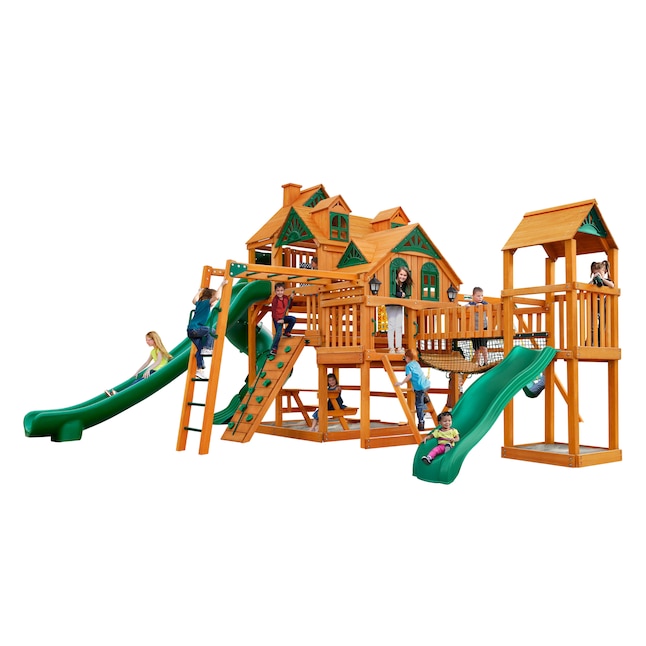 Gorilla Playsets Empire Extreme Swing, Sun Palace Ii Wooden Playset With Monkey Bars
