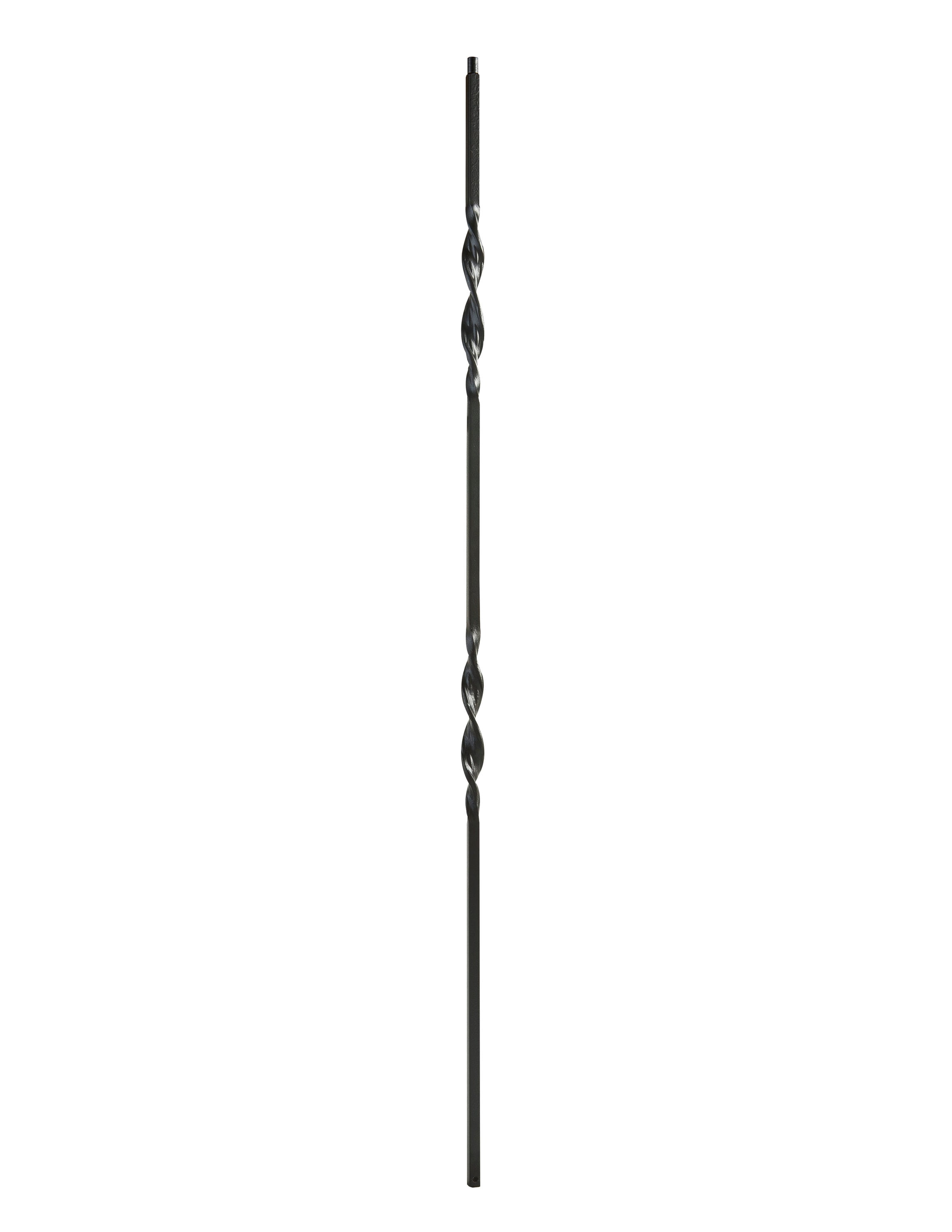 Crown Heritage 4583302FB44 44-in x 1-in Satin Black Wrought Iron Pin Top Double Twist Stair Baluster
