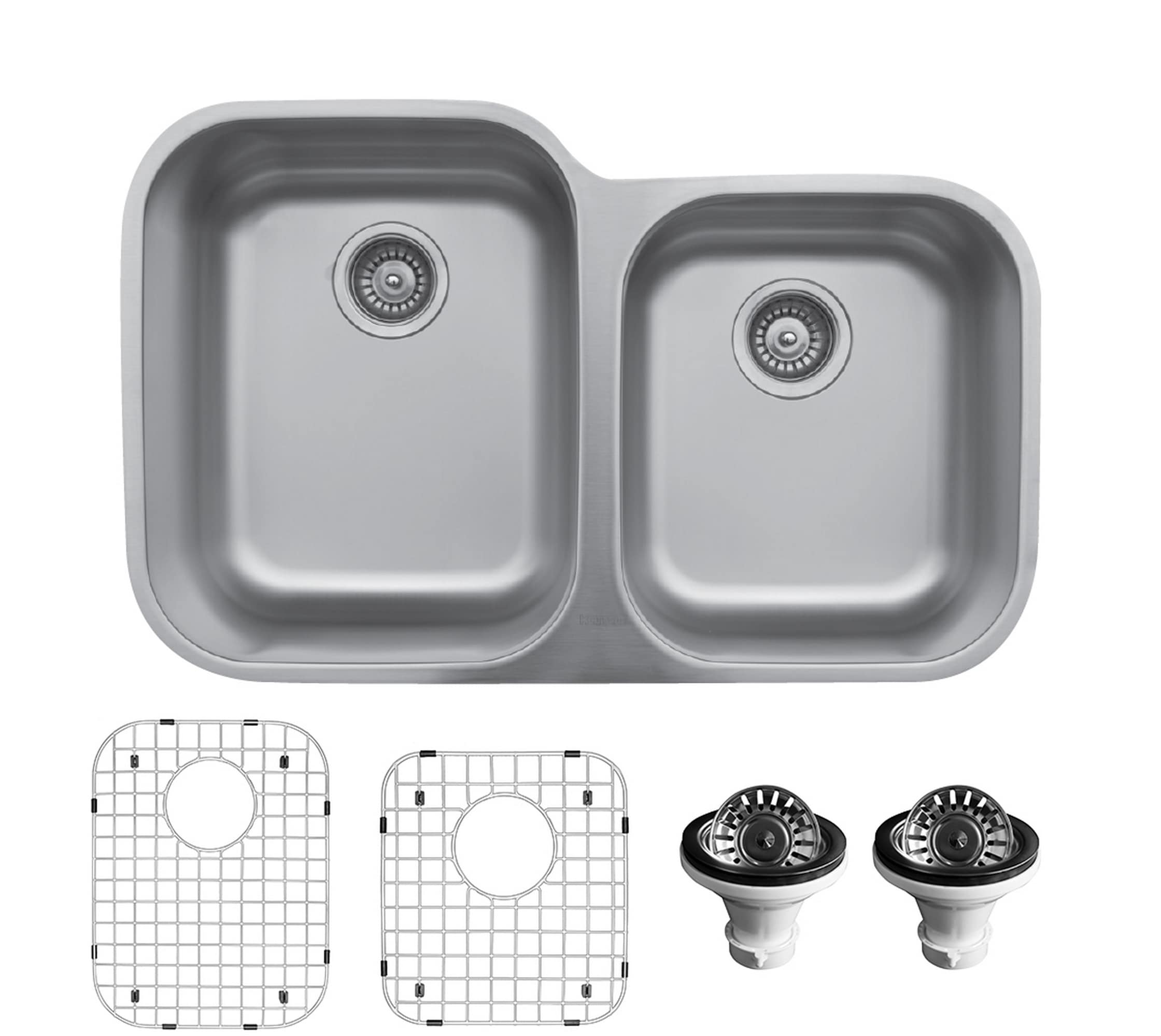 Karran U-6040R-PK1 Undermount 31.5-in x 20.125-in Stainless steel Double offset bowl 18 -Gauge Kitchen Sink