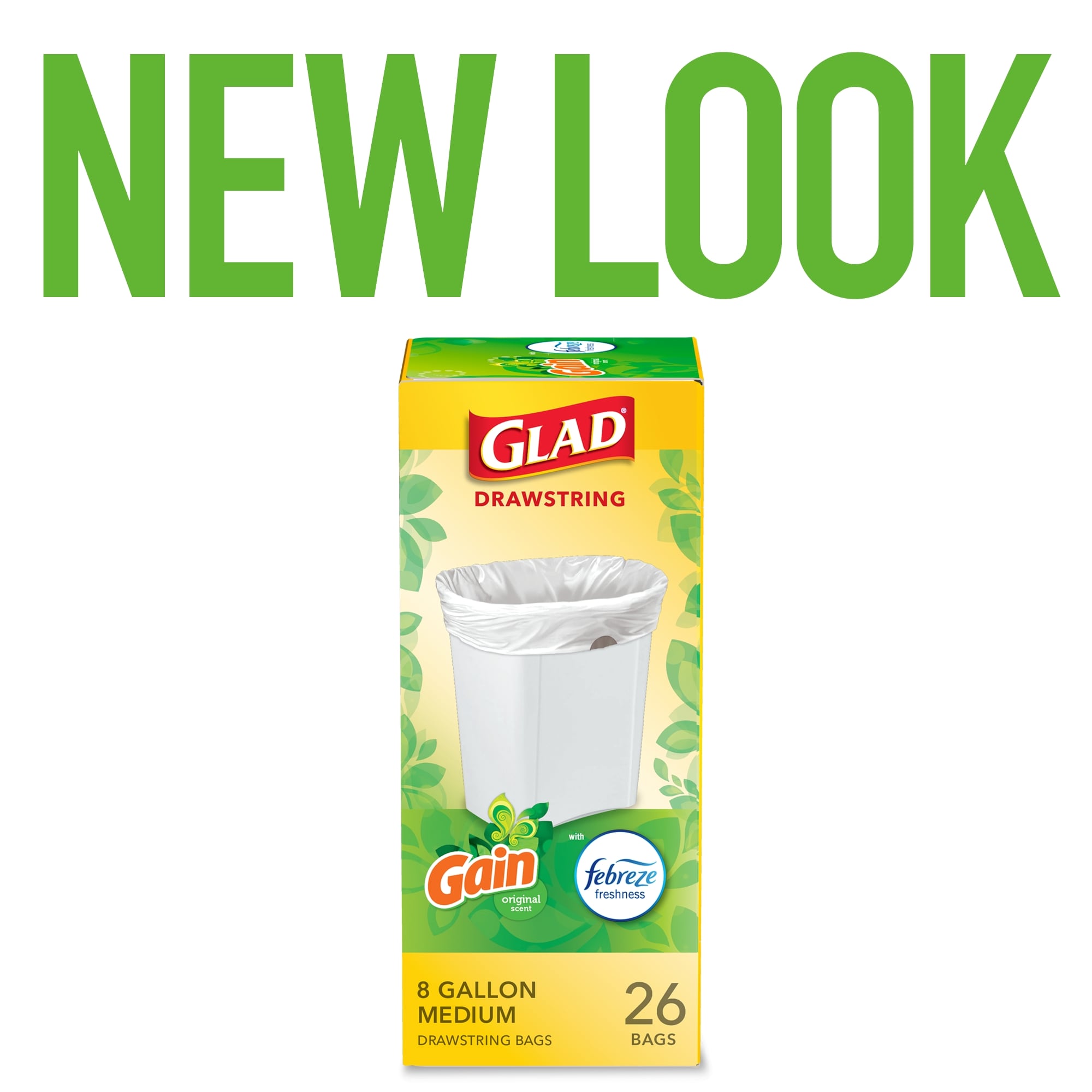 Glad 8-Gallons Gain Original White Plastic Kitchen Drawstring Trash Bag in  the Trash Bags department at