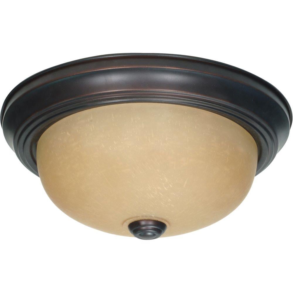  LW-SC527540 2-Light 11.38-in Mahogany Bronze and Champagne Flush Mount Light