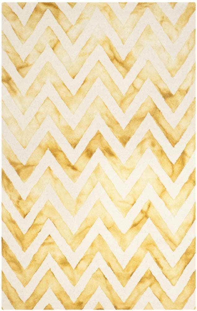 Ivory and Gold Hand-Tufted Wool Rectangular Area Rug