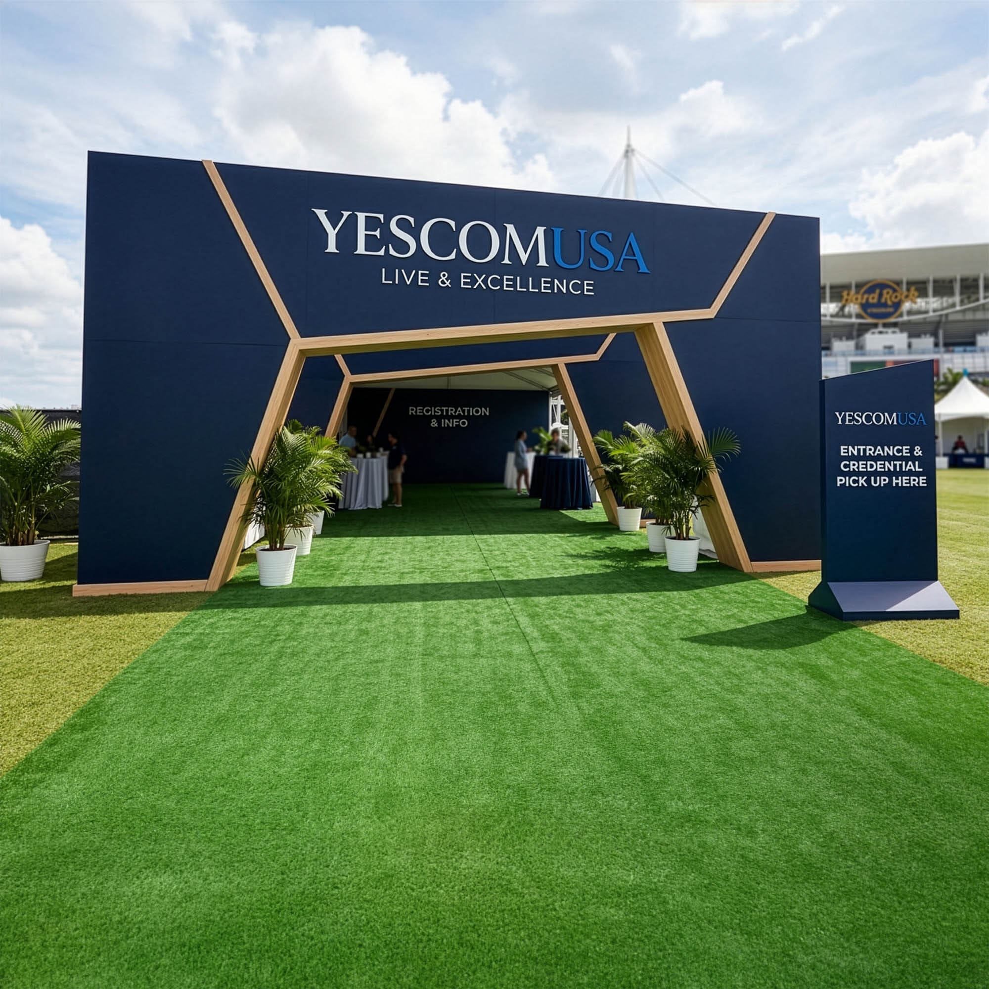 Yescom  3-FTX50-FT Green Brand Event Turf Roll Large Trade Show Booths Flooring 0.8-inchH One-Person Setup Rug Instahibit Pre-Cut Commercial Grass Carpet