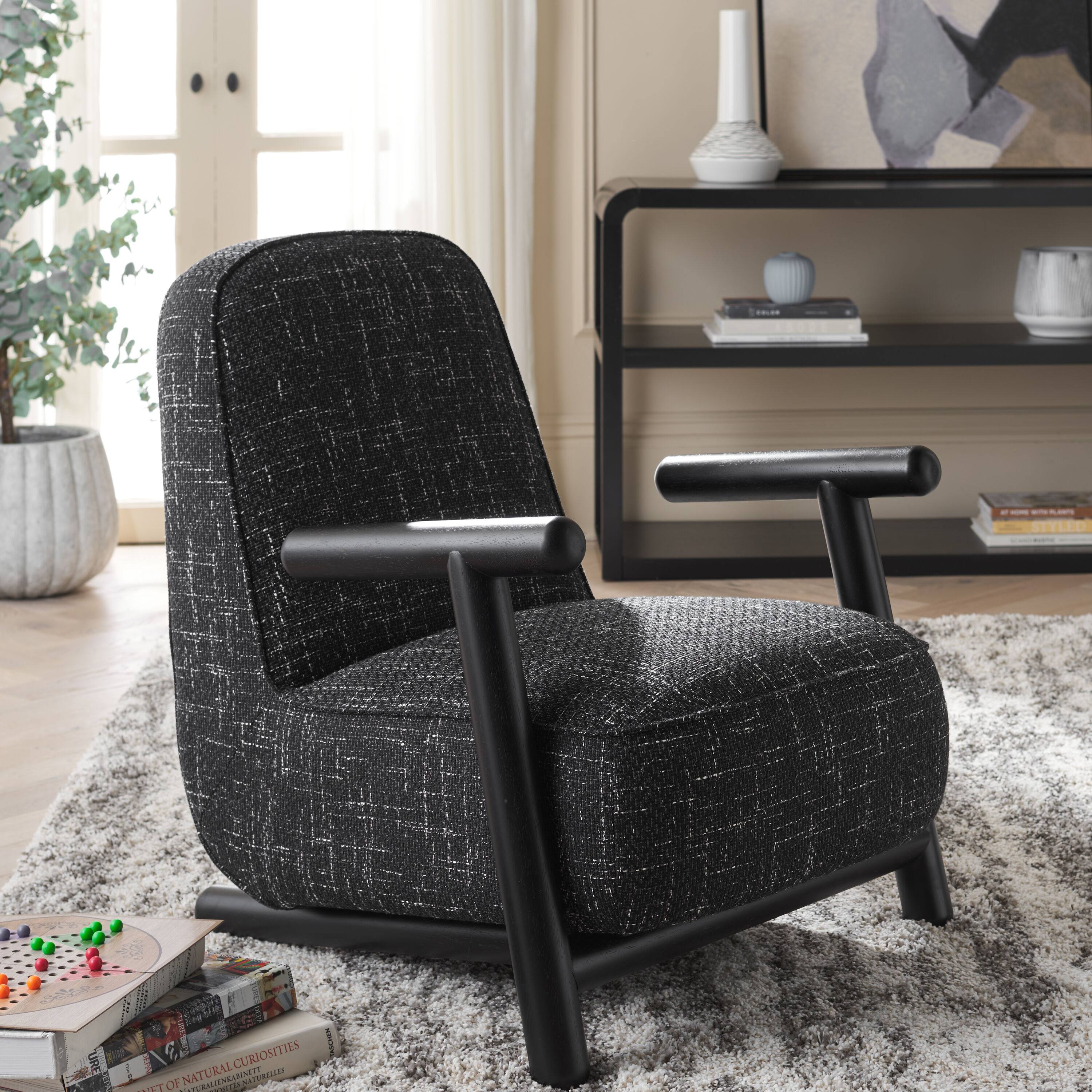 Safavieh ACH3401B Sein Casual Black/White Accent Chair