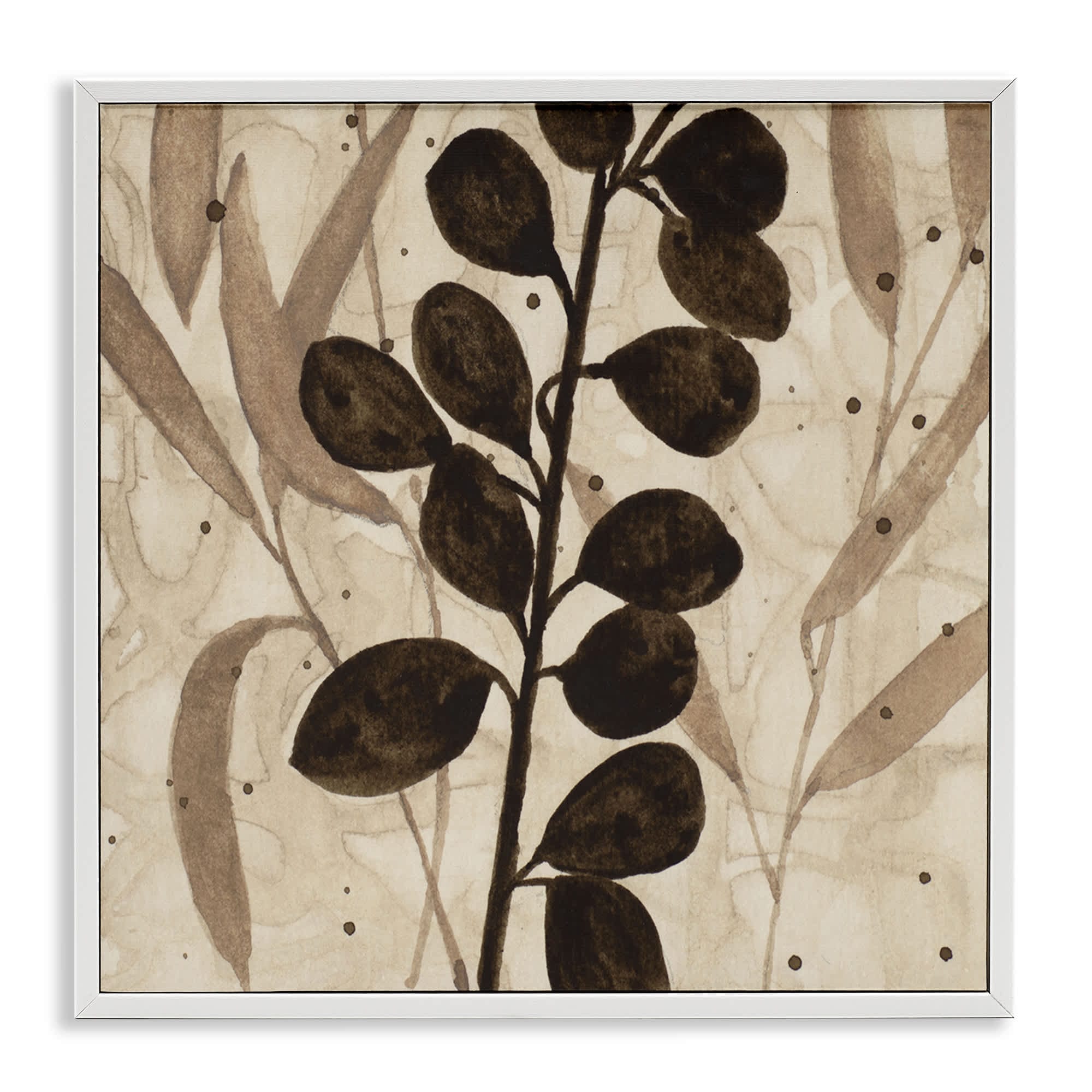Stupell Industries BT-266-WFR-17X17 Beige and Brown Natural Leaves White Framed Giclee Art By Krinlox 17 x 17