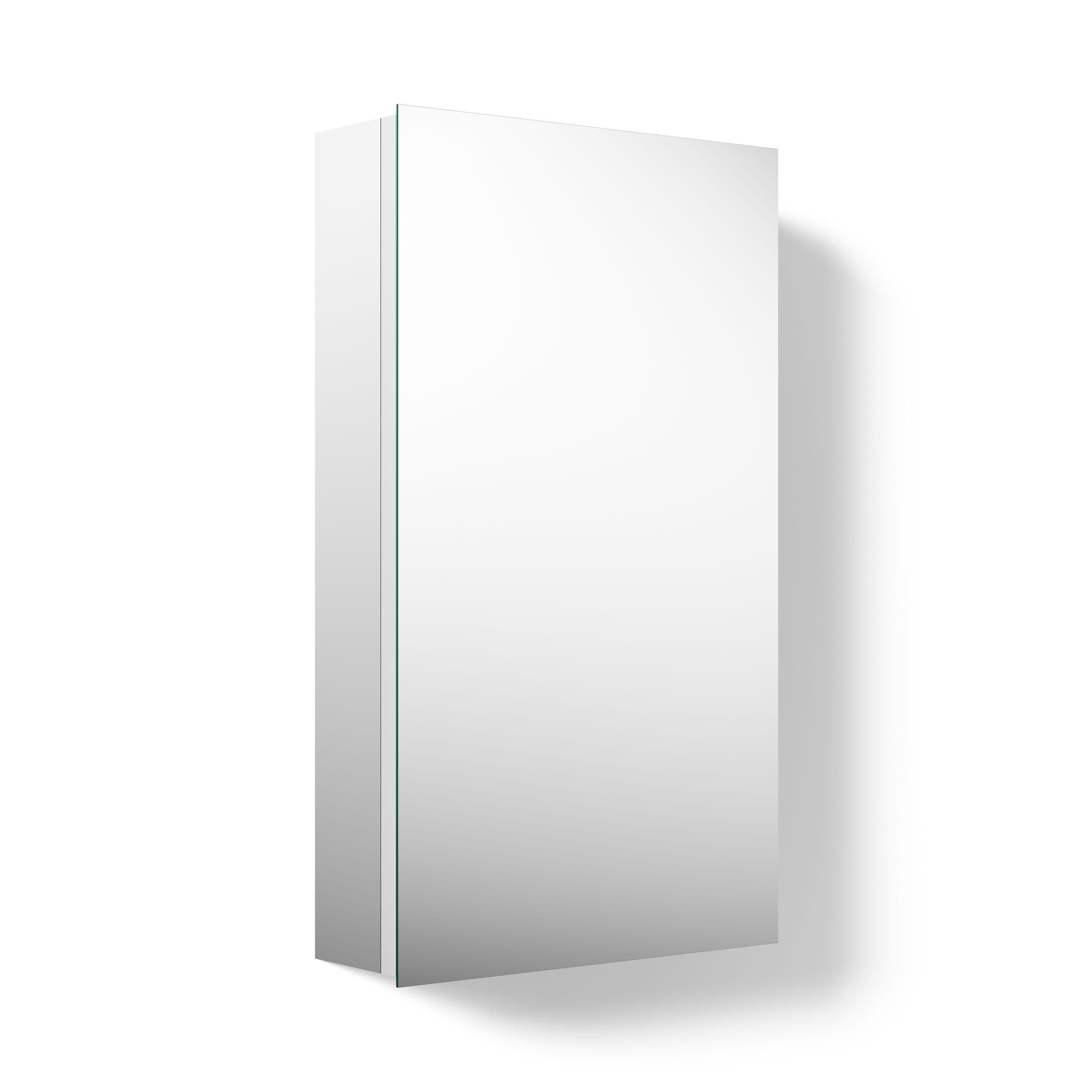 KOHLER Embark 15-in x 26-in Surface/Recessed Mount Anodized Aluminum Mirrored Rectangle Soft Close Medicine Cabinet