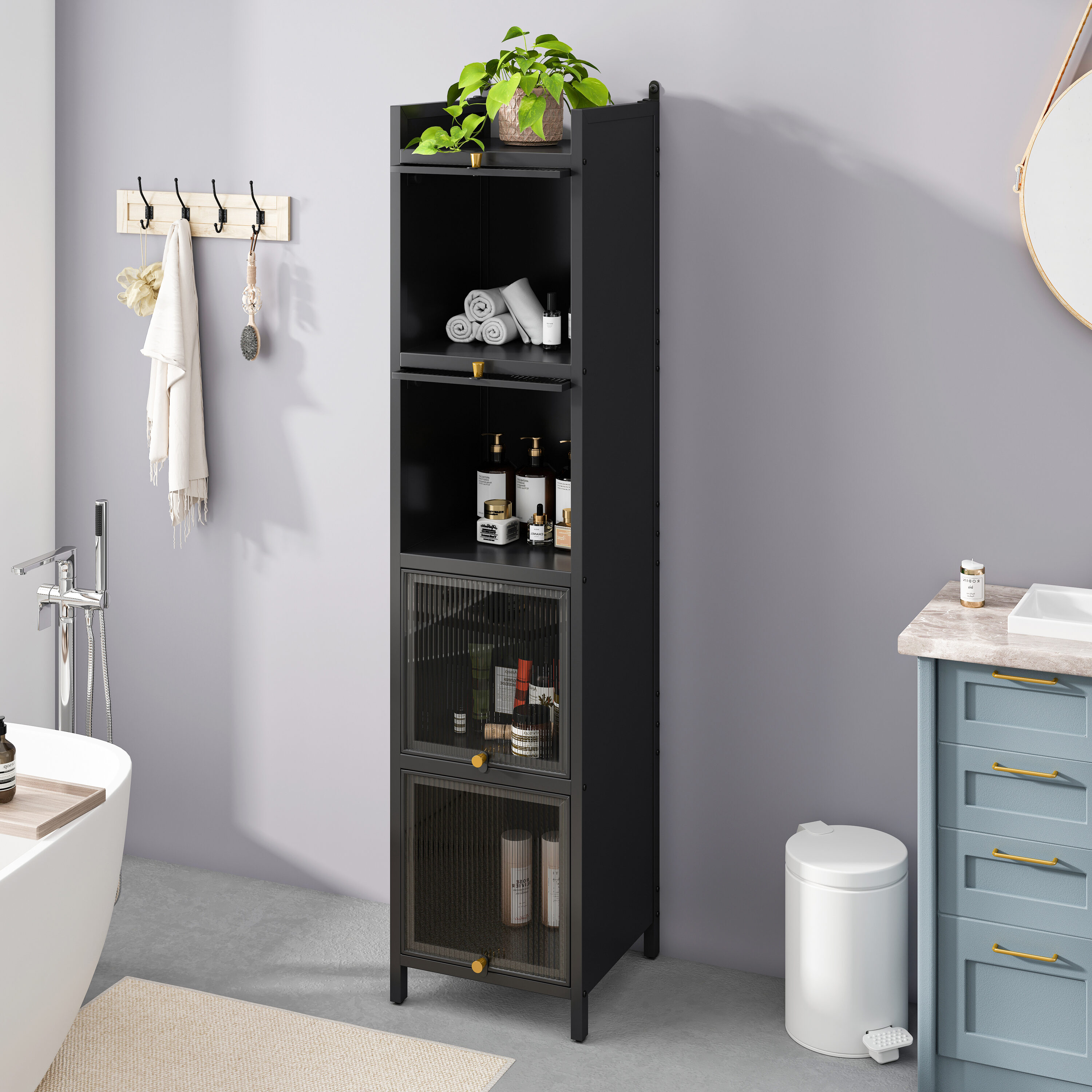 Hrinhom BA03-BLACK Linen-Cabinets - View #3