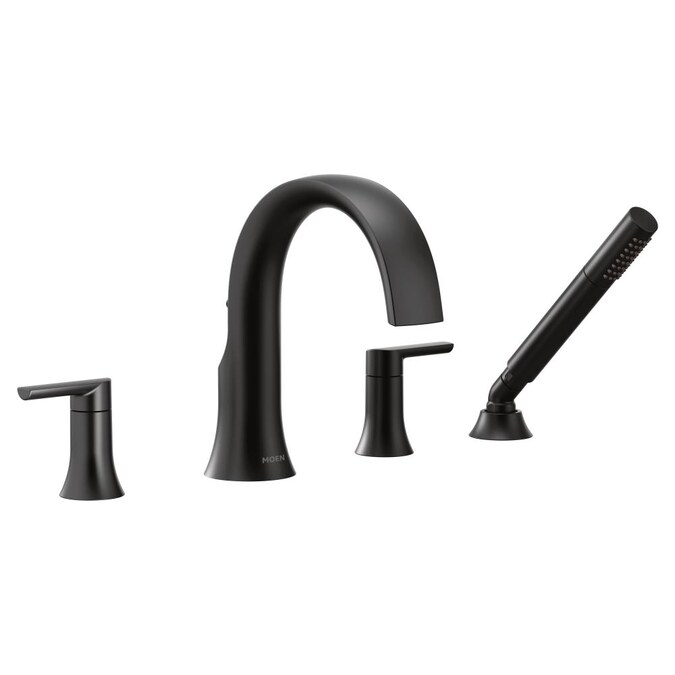 Moen Doux Matte Black 2-handle Deck-mount Roman High-arc Bathtub Faucet with Hand Shower