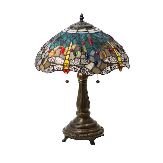 Meyda Lighting, Dragonfly Table Lamp Handmade Stained Lampshade