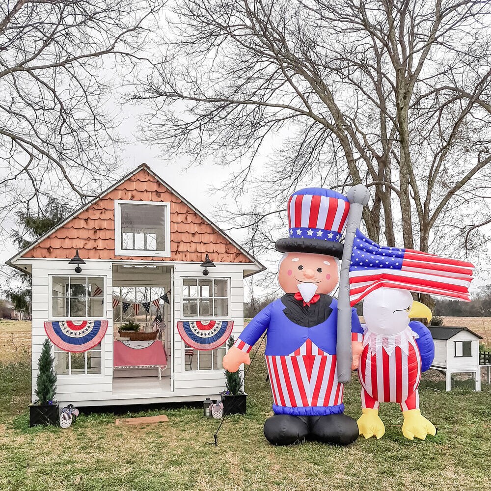 JULY 4TH PATRIOTIC UNCLE SAM & EAGLE  6 FT AIRBLOWN INFLATABLE YARD DECORATION 