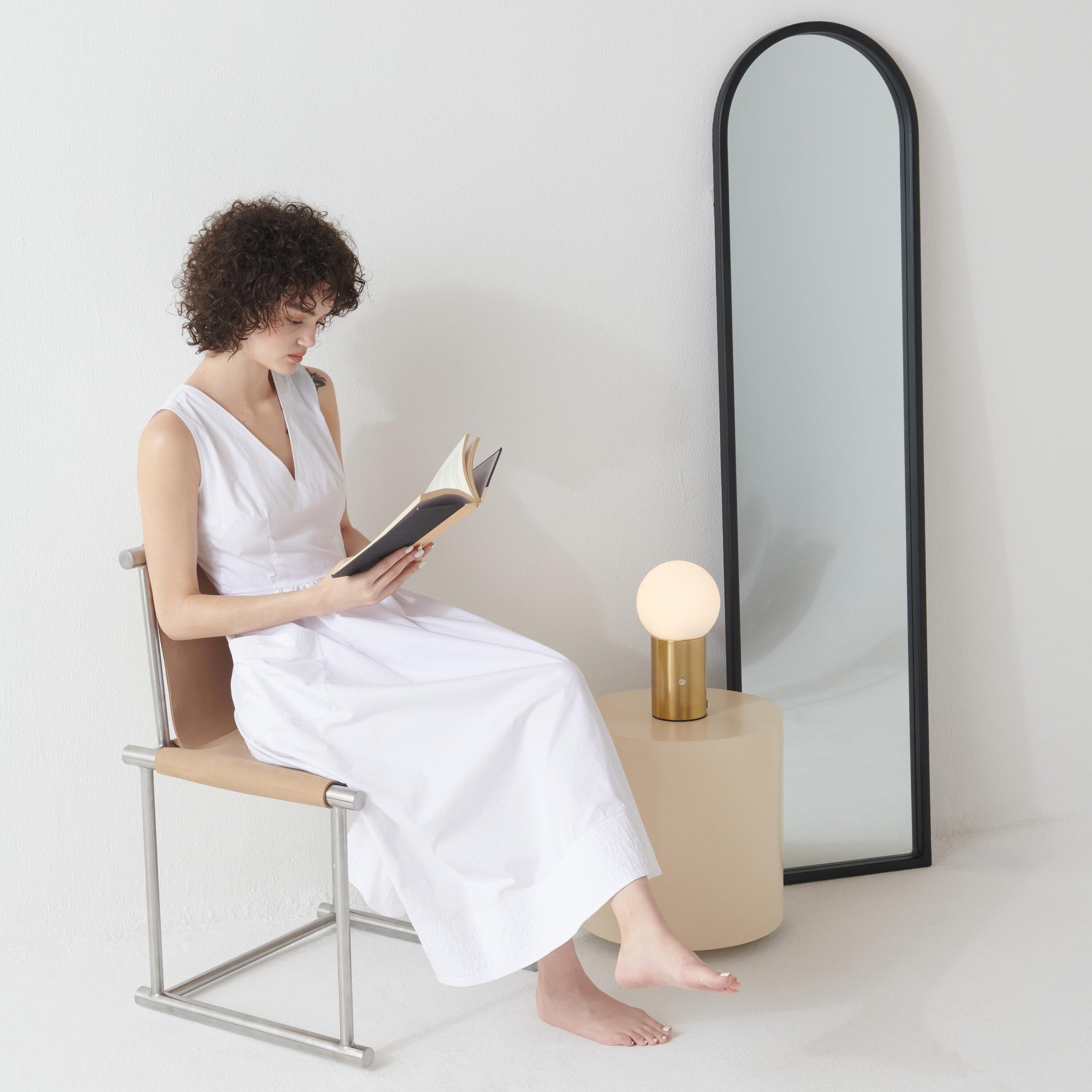 Kai 11" Antique Brass Globe Table Lamp with USB Port