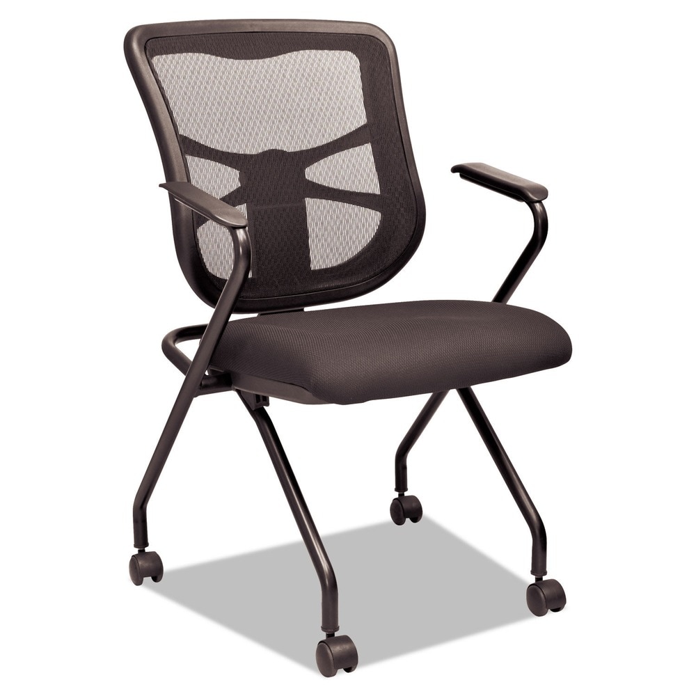 Alera ALENEL4914 Elusion Nesting Mesh Chair with Padded Arms - Set of 2 in Black