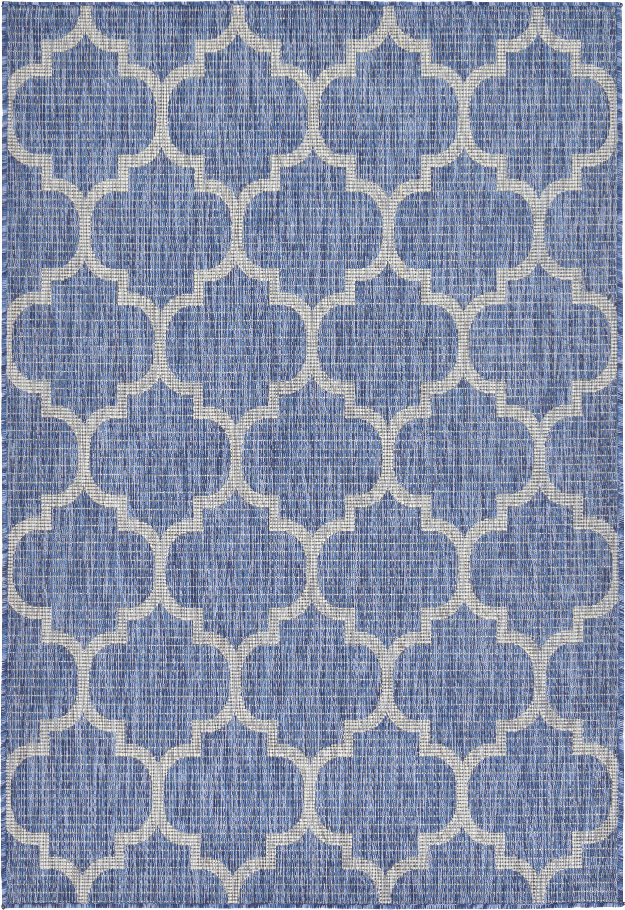 Unique Loom 3128999 Trellis Outdoor 4 x 6 (ft) Loomed Polypropylene Navy Blue/Gray Rectangular Indoor/Outdoor Trellis Area rug