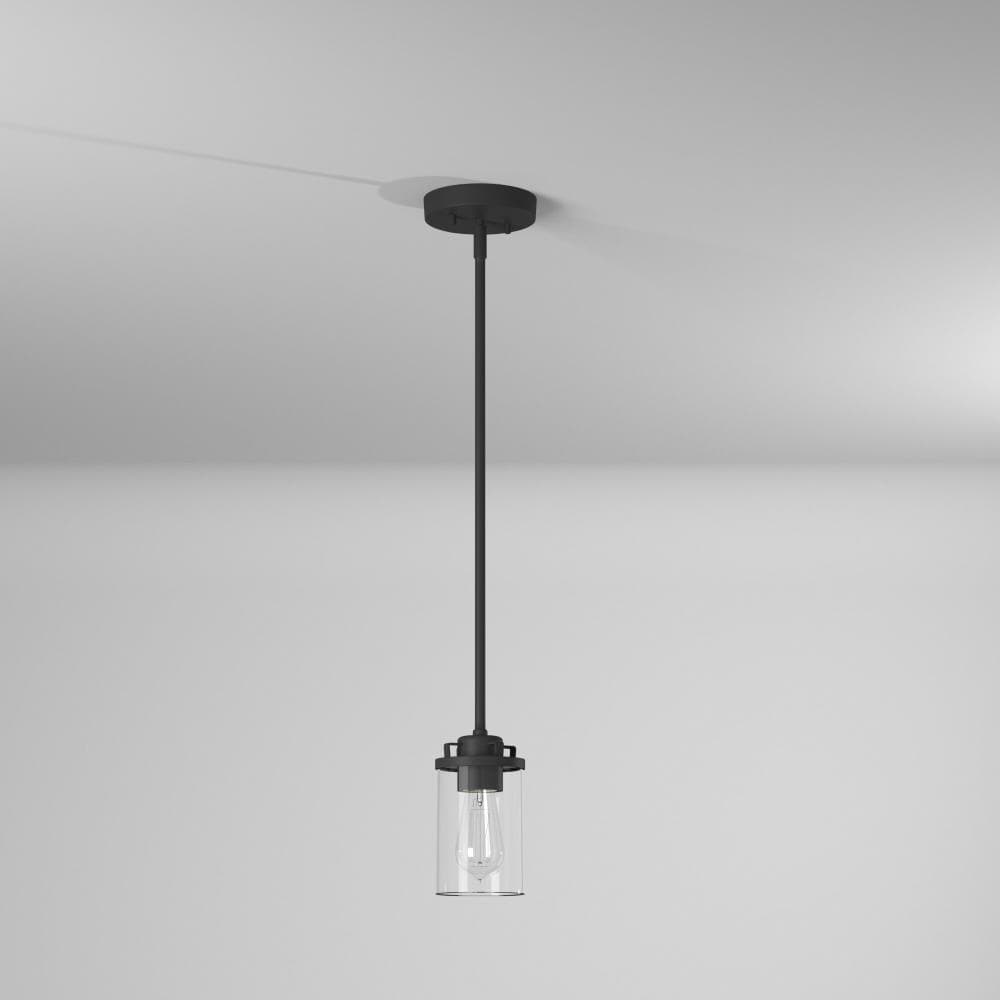 Jedrek Mini-Pendant in Black with Clear Glass Shade for Indoor/Outdoor