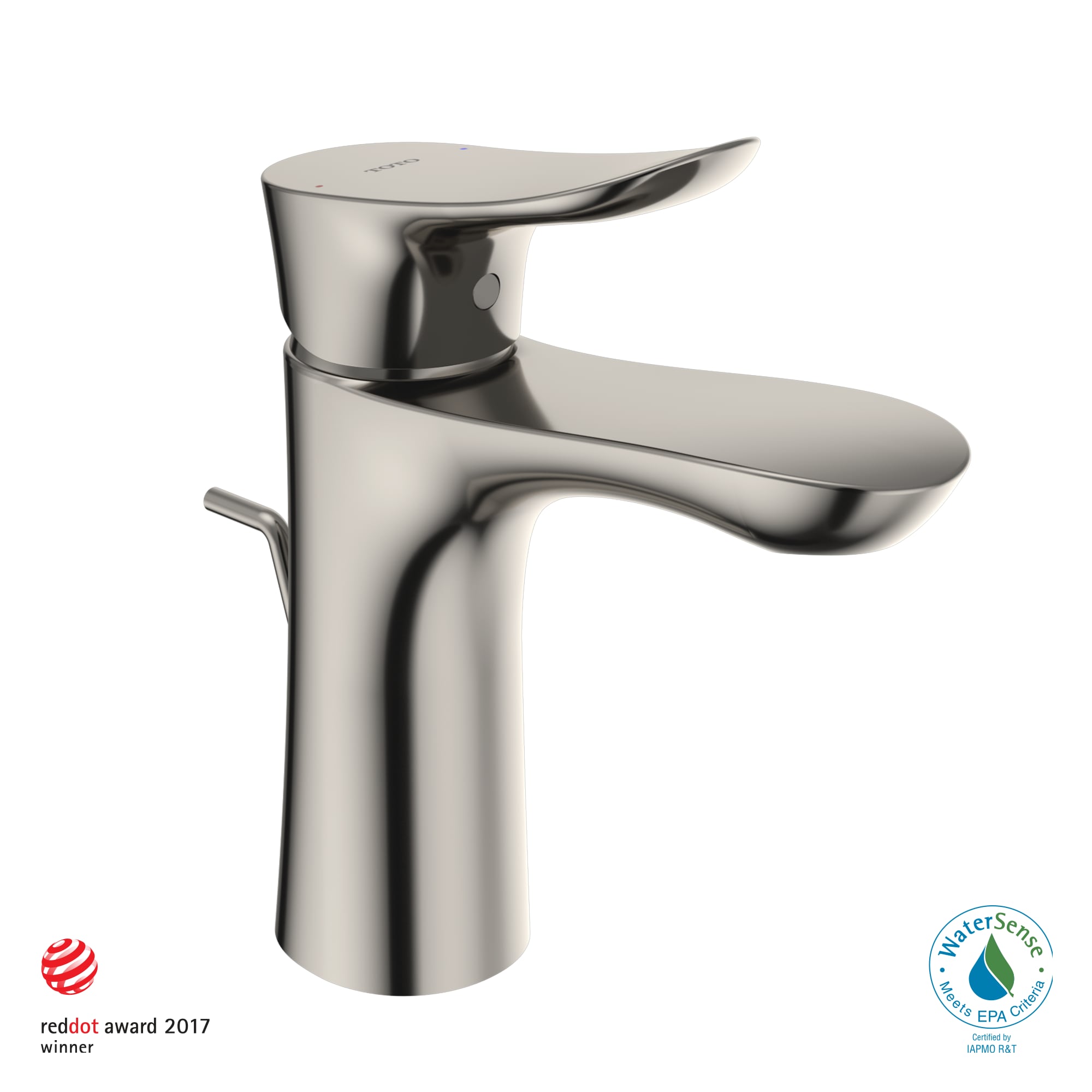TOTO TLG01301U-PN Global Polished Nickel Single hole 1-handle WaterSense High-arc Commercial/Residential Handle Bathroom Sink Faucet with Drain