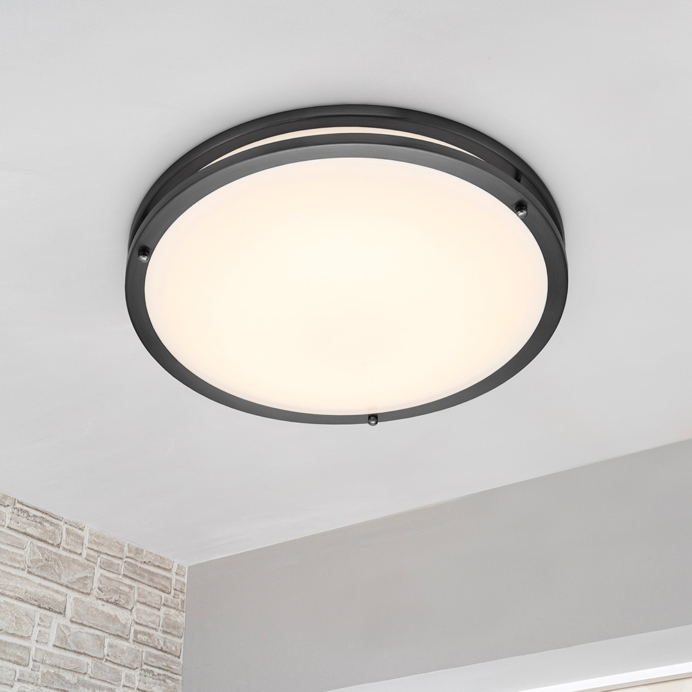 16-inch Black Aluminum LED Flush Mount Ceiling Light
