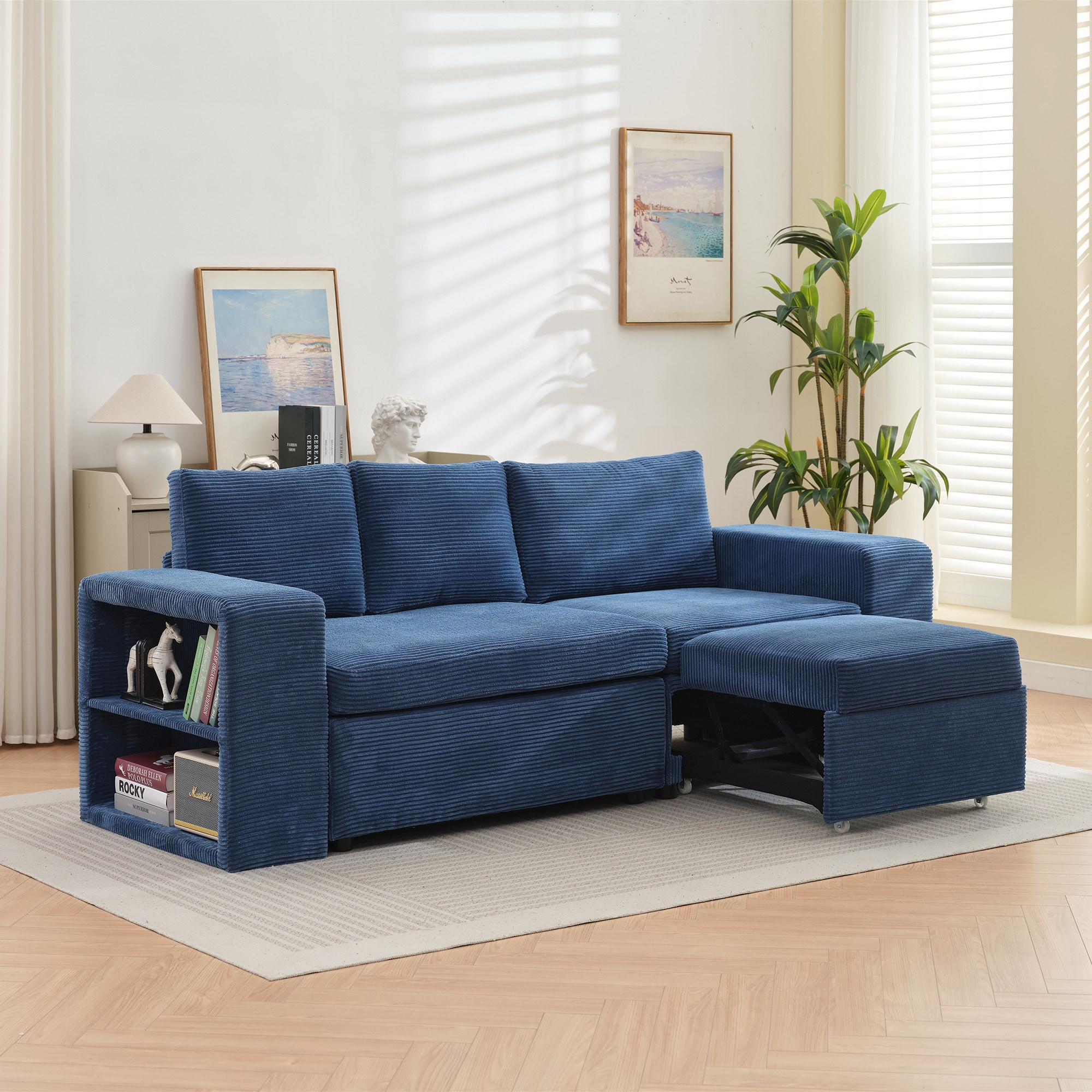 JEAREY PEMSF-LL Sectional couch 91-Inches Casual Blue 3 -seater Sectional