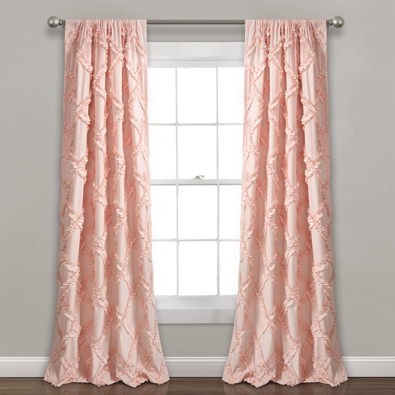Lush Decor 16T003641 84-Inches Blush Rod pocket Curtain panel pair