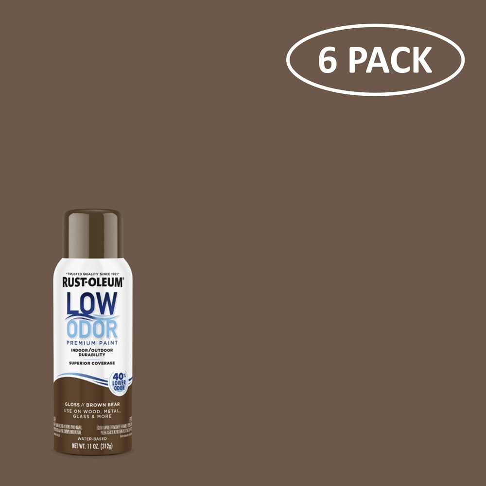 Rust-Oleum 388276SOS Low Odor 6 -Pack Gloss Brown Bear Spray paint ( NET WT. 11-oz )