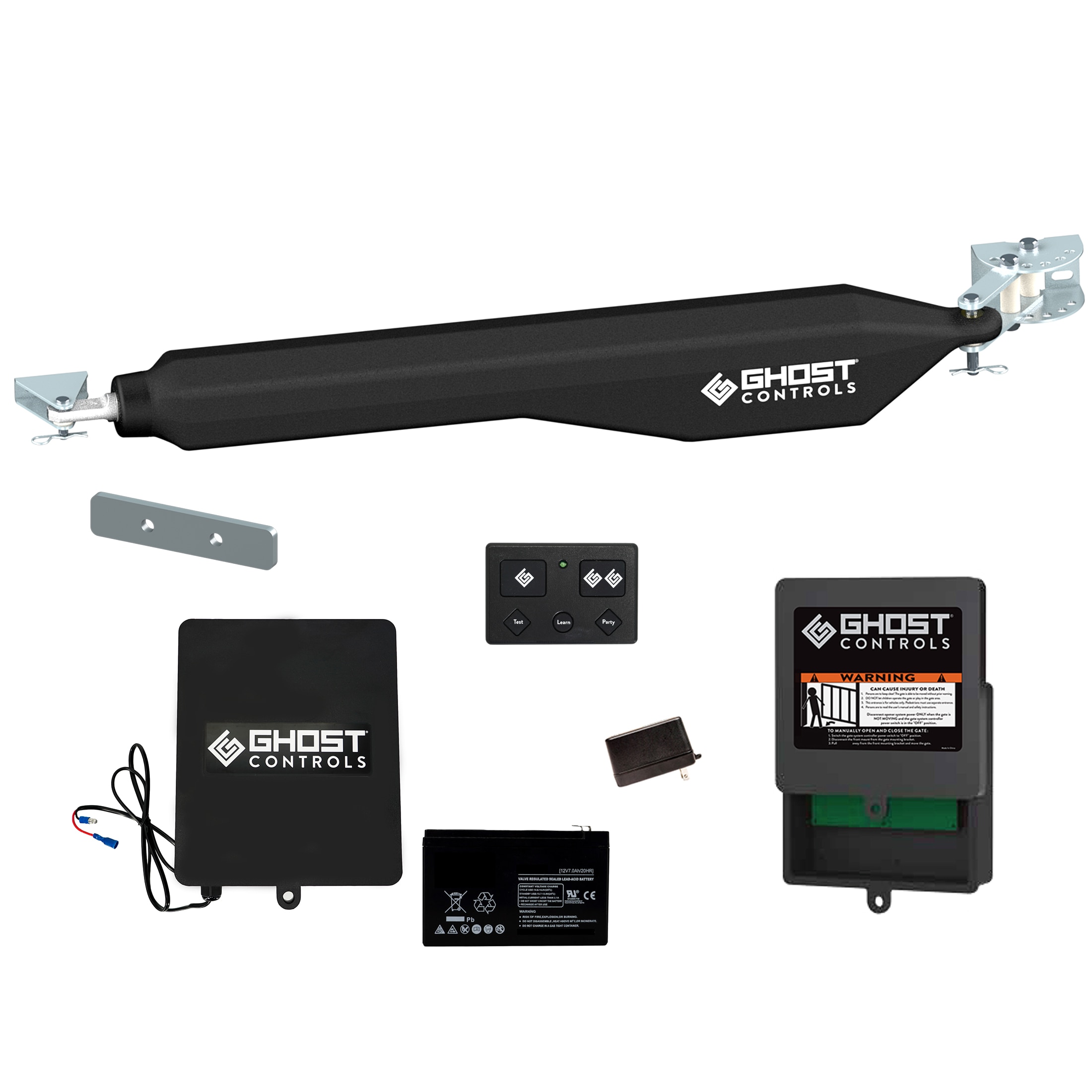 Ghost Controls 20-ft Single Swing Universal Battery Driveway Gate Opener  Kit (Solar Compatible)