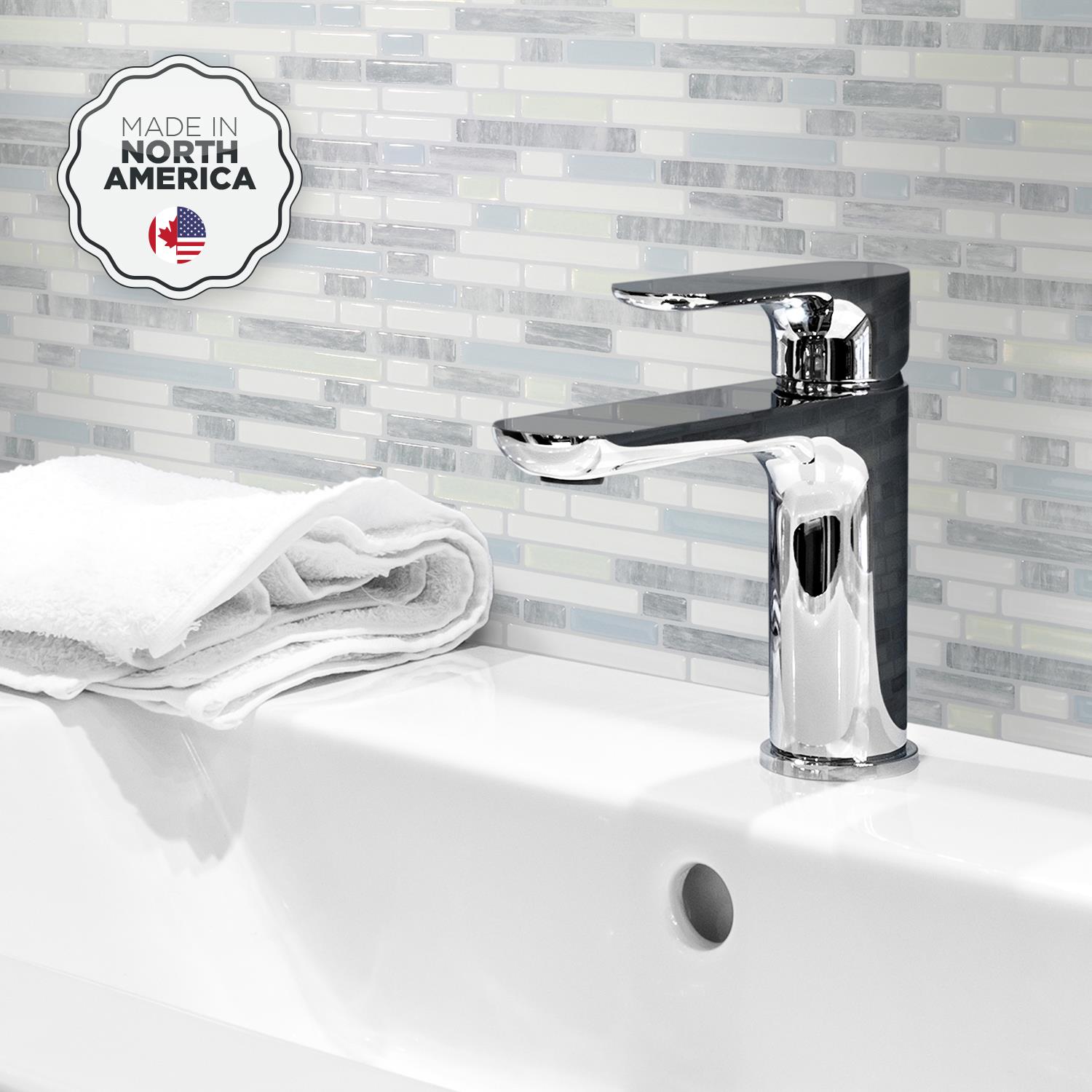 Smart Tiles Bellagio Costa White, Blue, Gray 10-in x 10-in Glossy Resin Brick Subway Peel and Stick Wall Tile (2.65-sq. ft/ Carton)