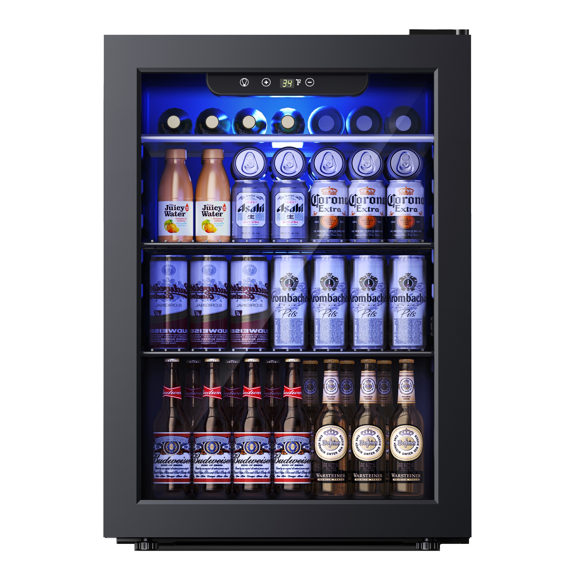 SIMZLIFE 17.4-in W 100 -Can Capacity Black Built-in/Freestanding Indoor Beverage Refrigerator with Glass Door #BR-95H