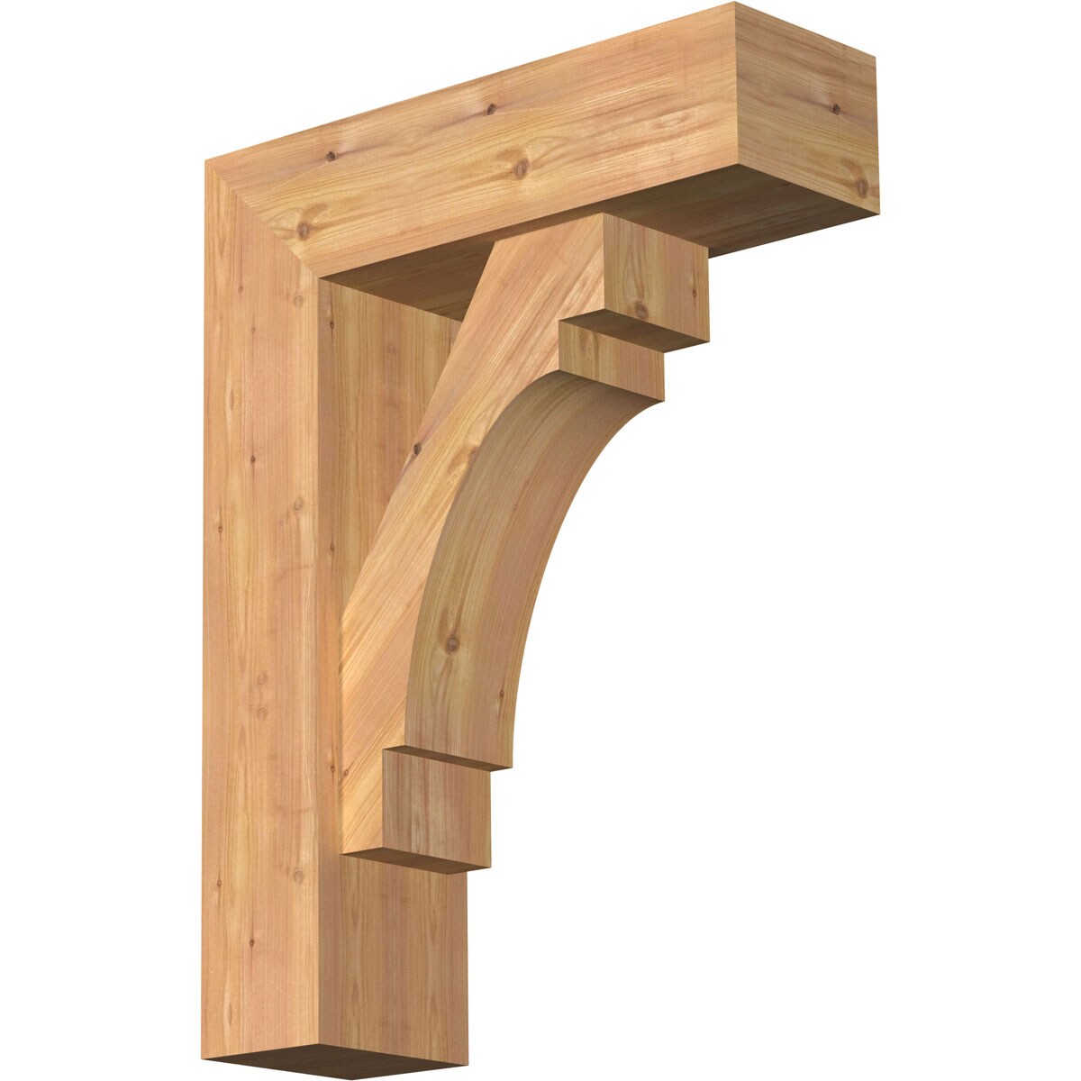 Ekena Millwork 1463176 Merced Block Smooth Bracket with Offset Brace 7-1/2-in x 24-in x 32-in Western red cedar Brown Wood Standard bracket