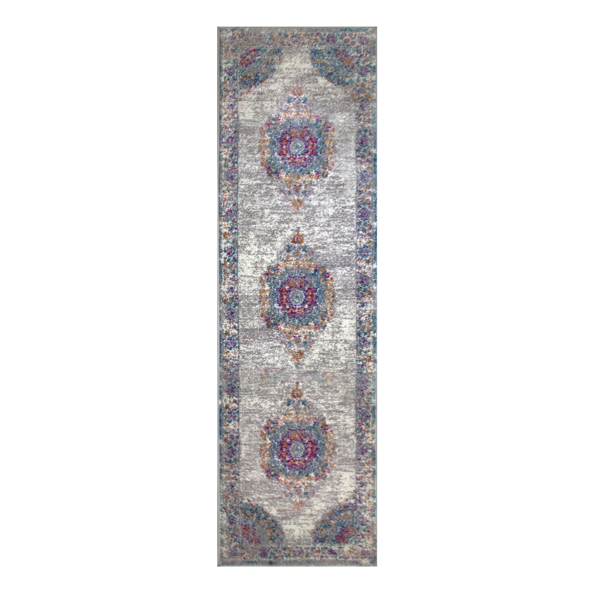 Leick Home 596064 Vintage 2 x 6 (ft) Loomed Polypropylene Multicolor Rectangular Indoor Medallion Runner rug