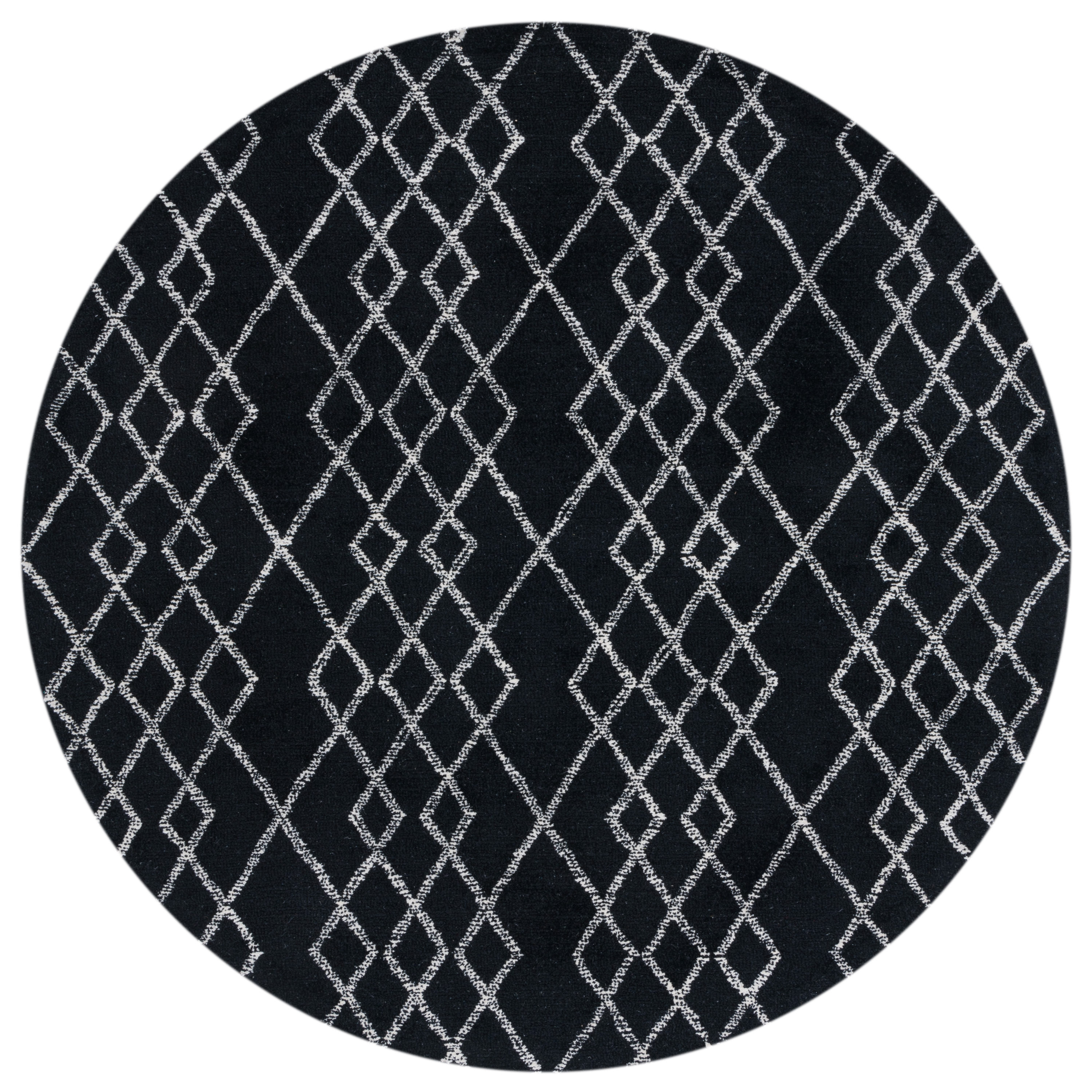 Safavieh MET994Z-6R Metro Hirono 6 x 6 (ft) Tufted Wool Black/Ivory Round Indoor Geometric Bohemian/Eclectic Area rug