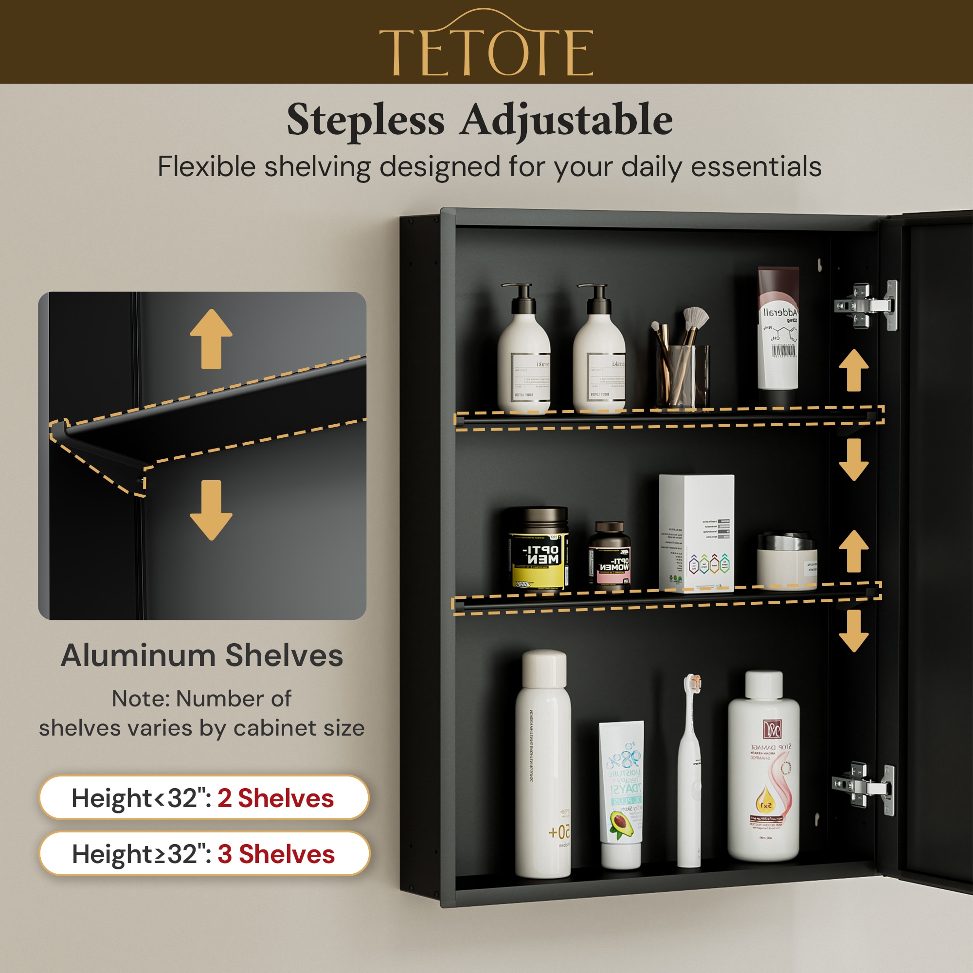 TETOTE LSC-TE-3624BK-M09 Bathroom-Medicine-Cabinets - View #8