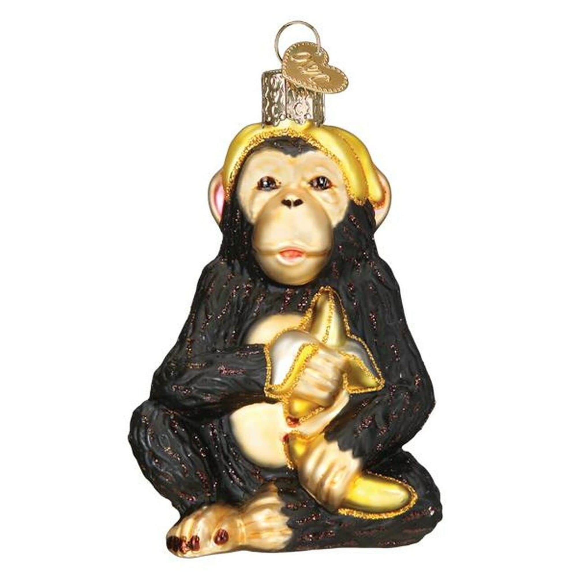 Old World Christmas 729343125910 Blown Glass Ornament for Christmas Tree - Chimpanzee
