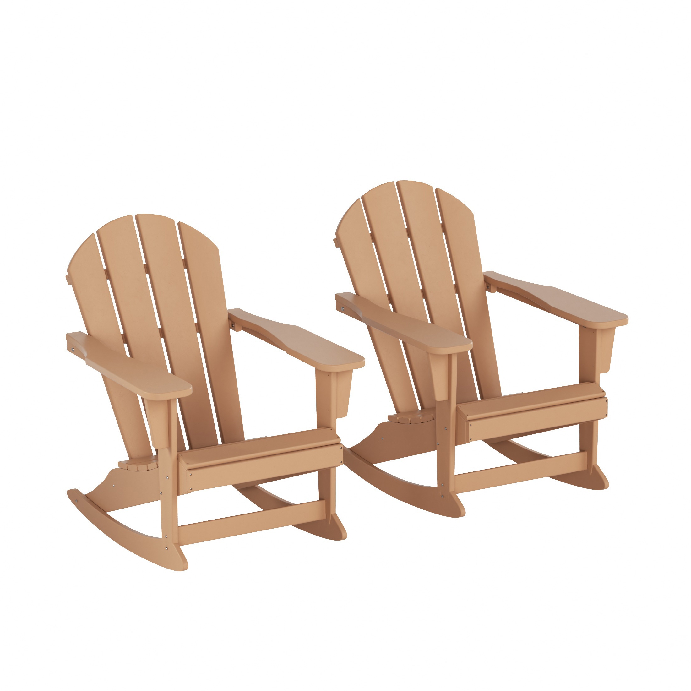 Westin Furniture 2001-RC-TK2 Laguna Set of 2 Teak HDPE Frame Rocking Chair with Slat Seat