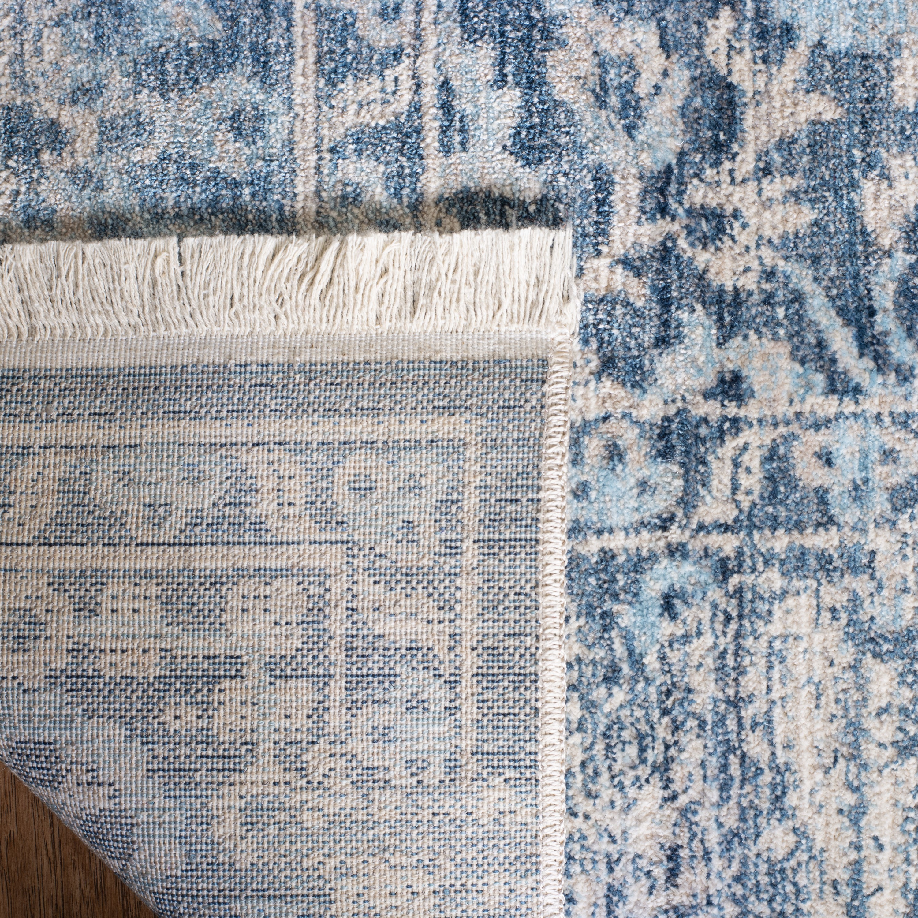 Reversible Blue Synthetic 8' x 10' Rectangular Area Rug