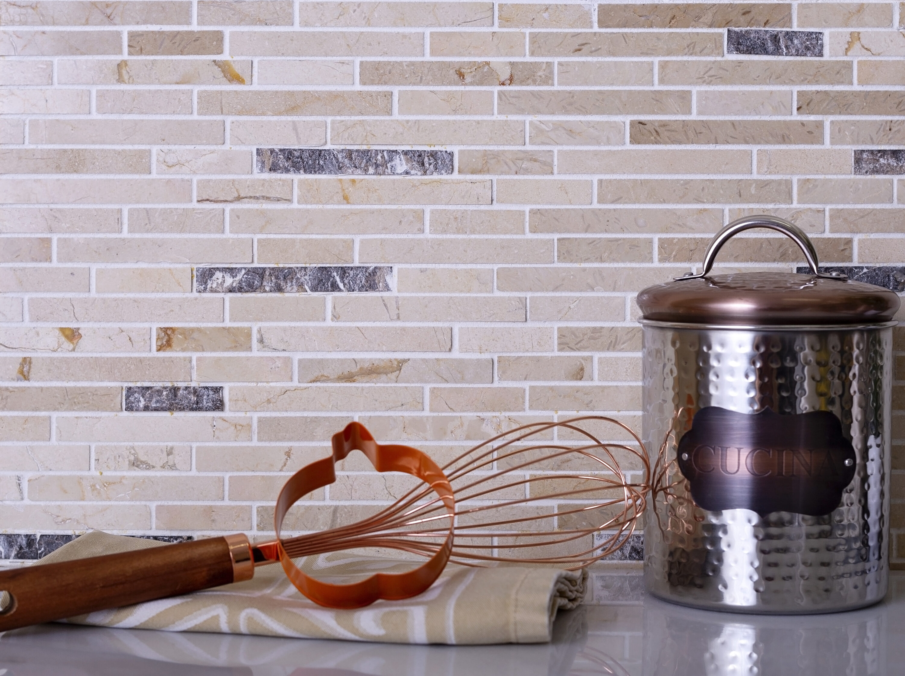 Beige Linear Polished Marble Mosaic Tile 12" x 11.6"