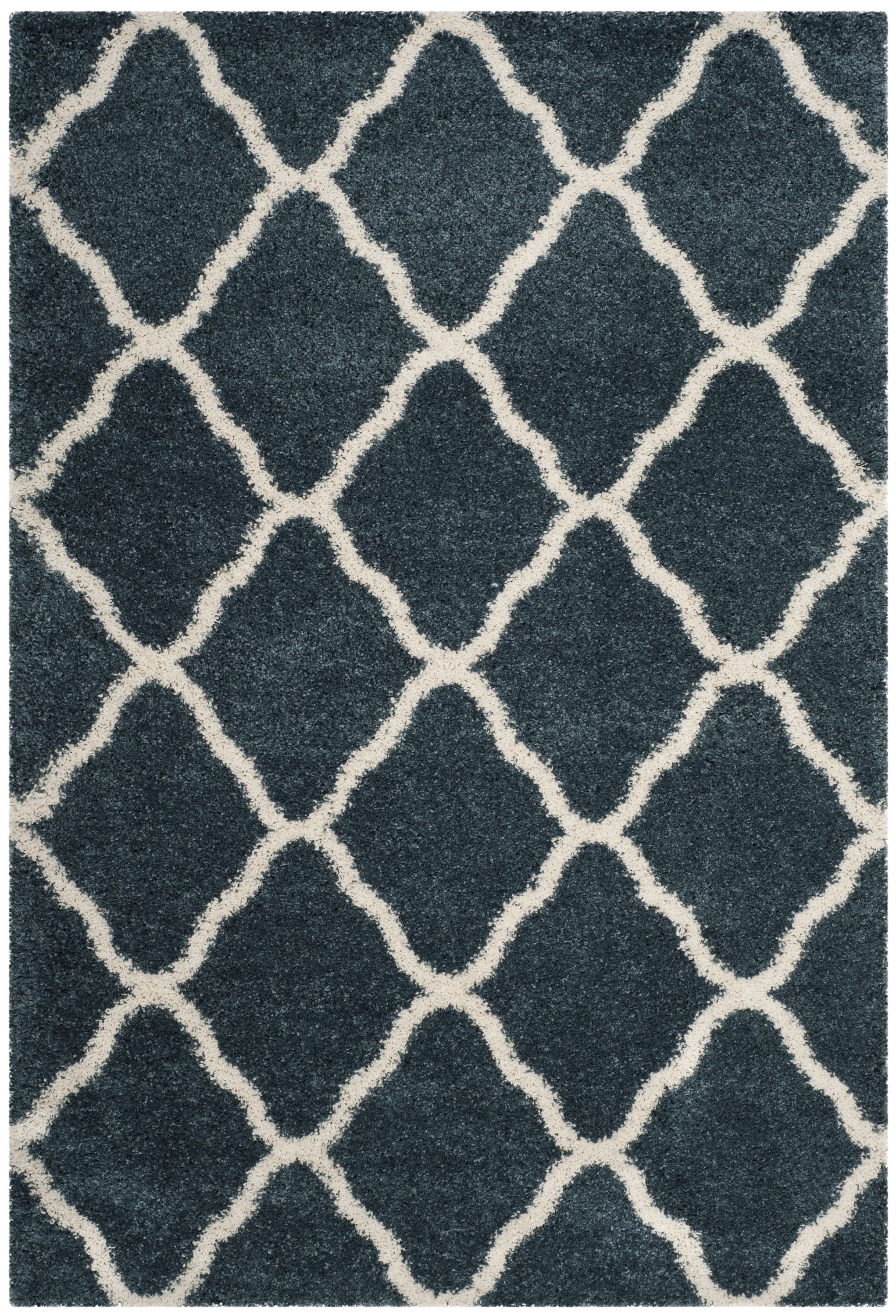 Safavieh SGH283L-6 Hudson Sabine Shag 6 x 9 (ft) Loomed Polypropylene Slate Blue/Ivory Rectangular Indoor Trellis Area rug