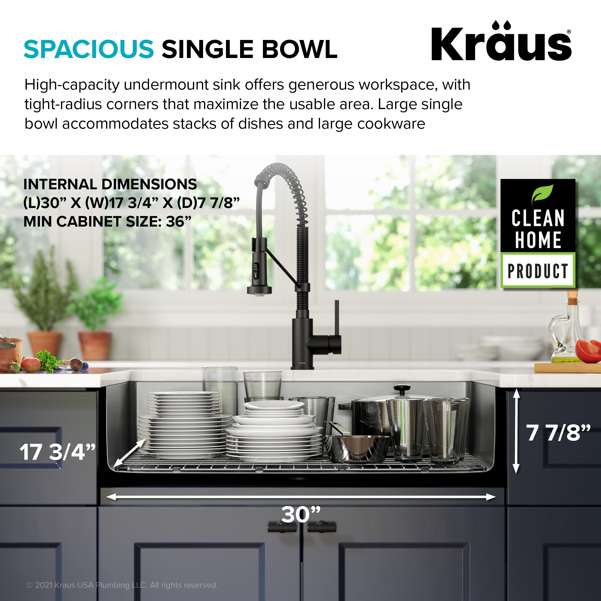 Kraus Dex Undermount 32-in x 19-in Stainless Steel Single Bowl 