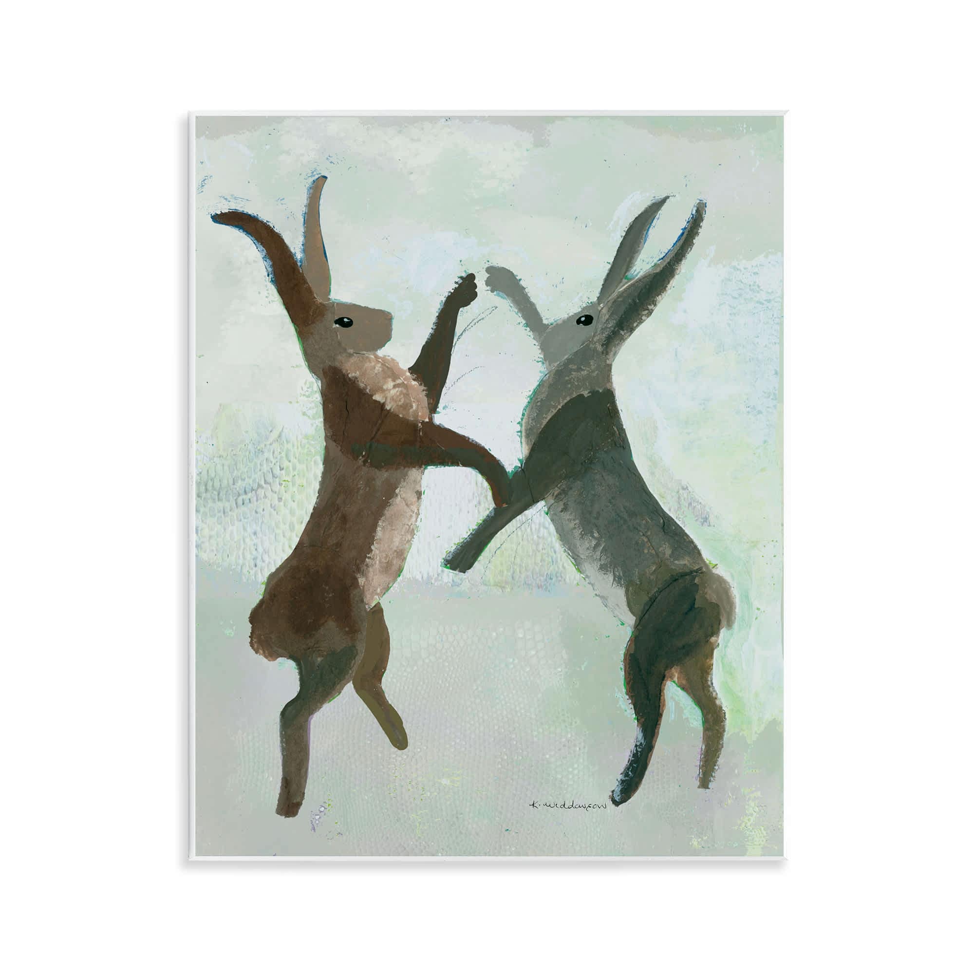 Stupell Industries BT-206-WD-11X14 Boxing Hares in Neutral Tones Wall Plaque Art By Kay Widdowson 11 x 14