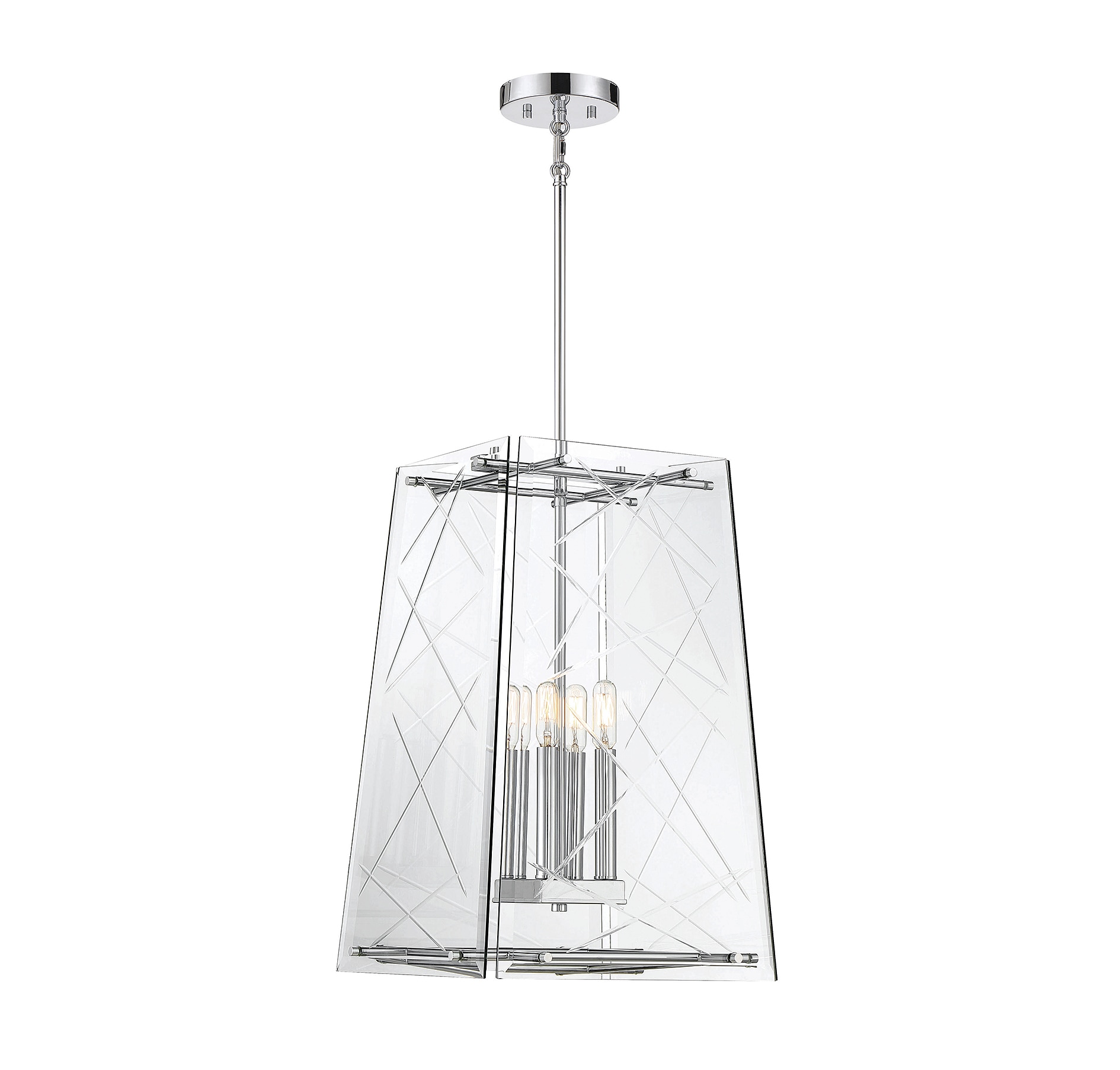 Savoy House Essentials 3-1617-4-11 Kole 4 -Light Polished Chrome Transitional Clear glass Square Medium Hanging Pendant light