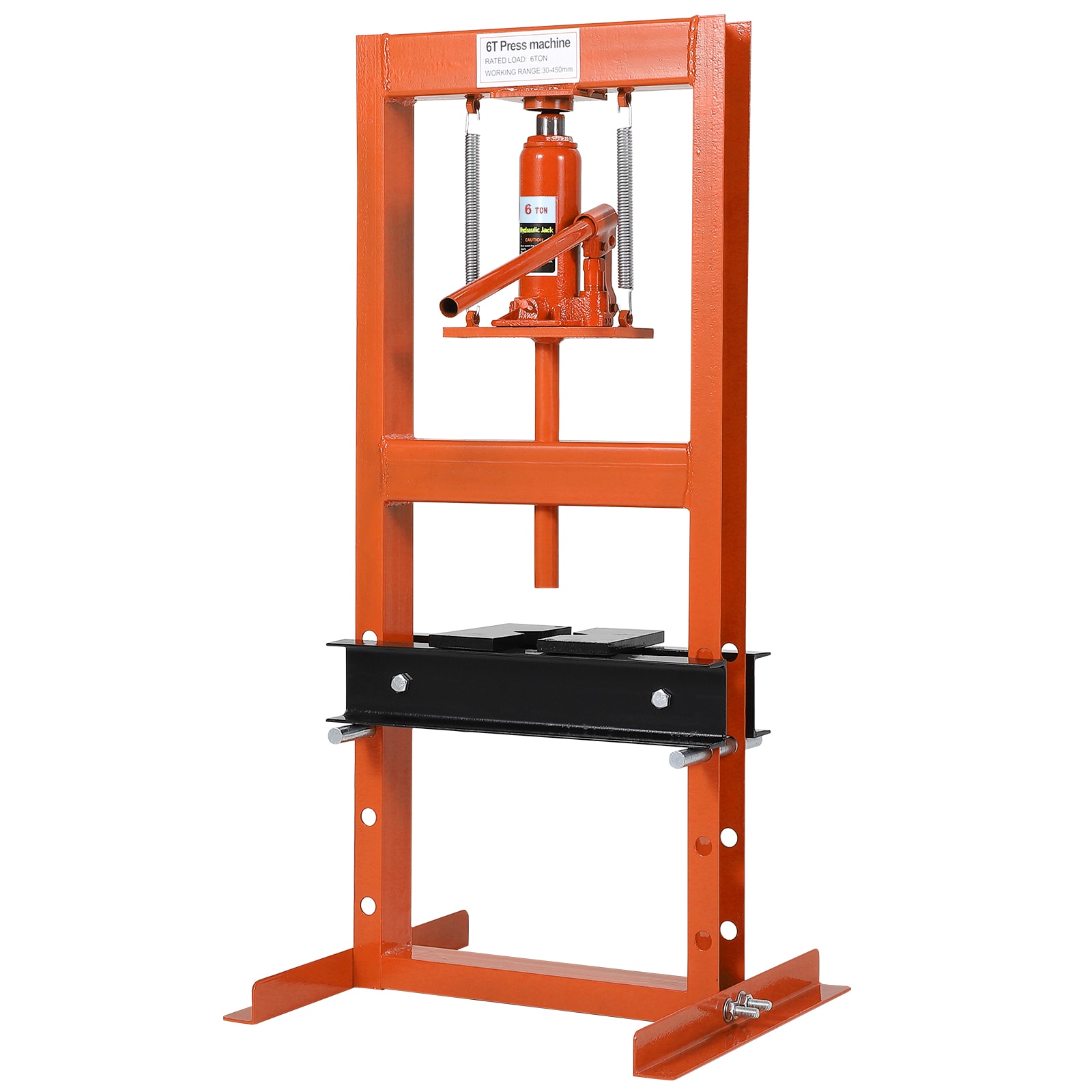 GarveeLife 6 Ton Orange H Frame Hydraulic Shop Press Heavy Duty Garage Floor Press with Adjustable Plates
