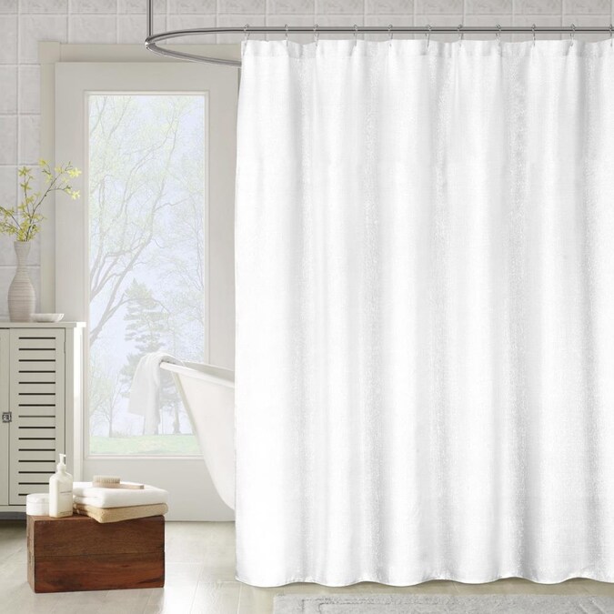 Polyester White Solid Shower Curtain, Solid Fabric Shower Curtain